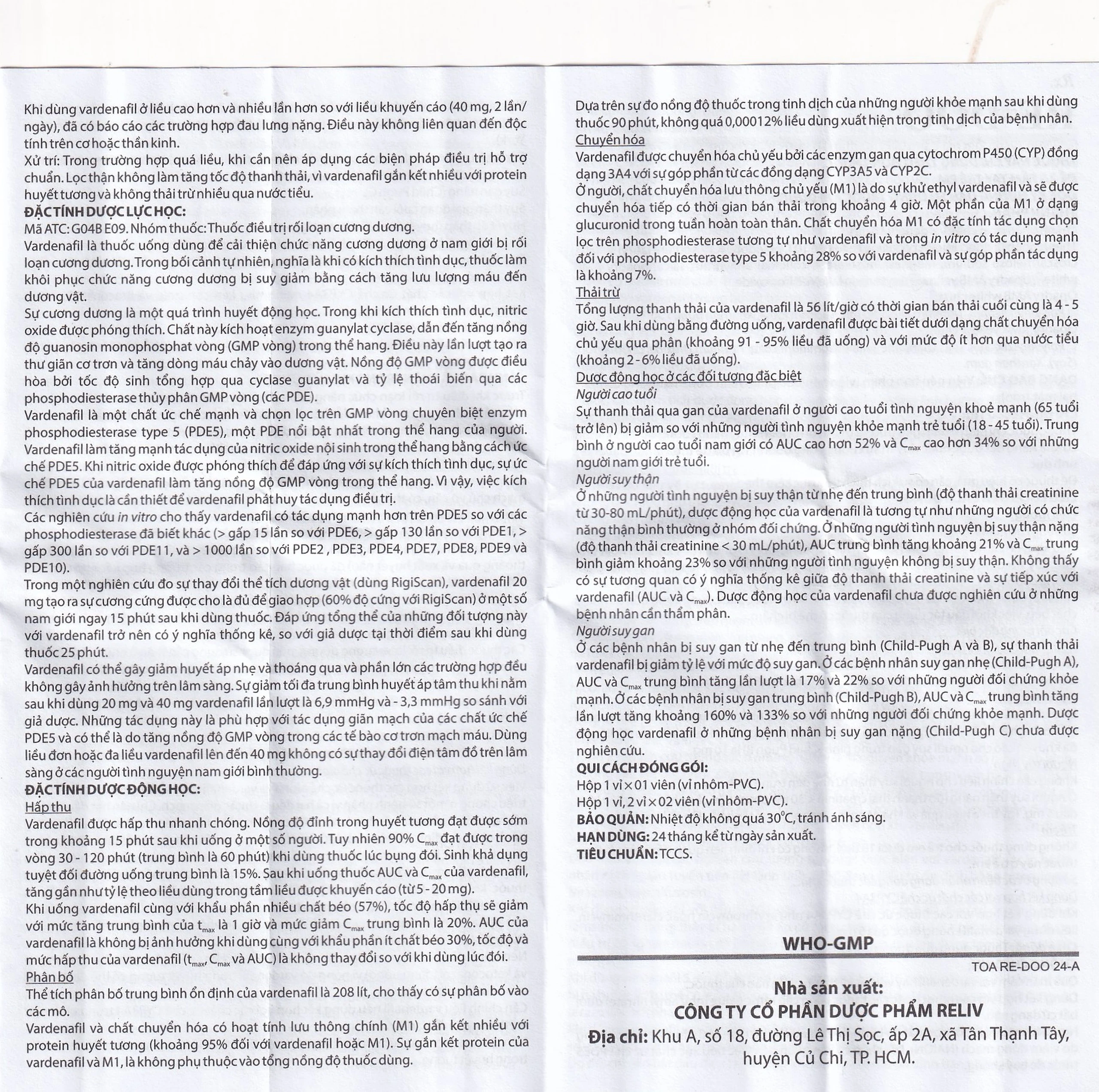 Thuốc Re-Doo 10mg Reliv điều trị rối loạn chức năng cương dương (2 vỉ x 2 viên)