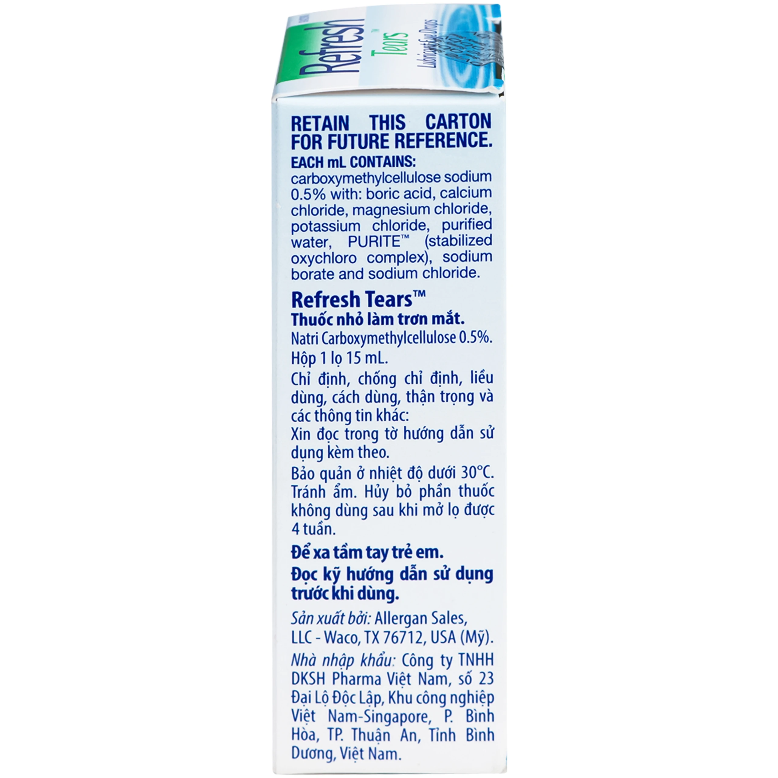 Thuốc nhỏ mắt Refresh Tears Abbvie giảm khô mắt, mắt đỏ (15ml) 5