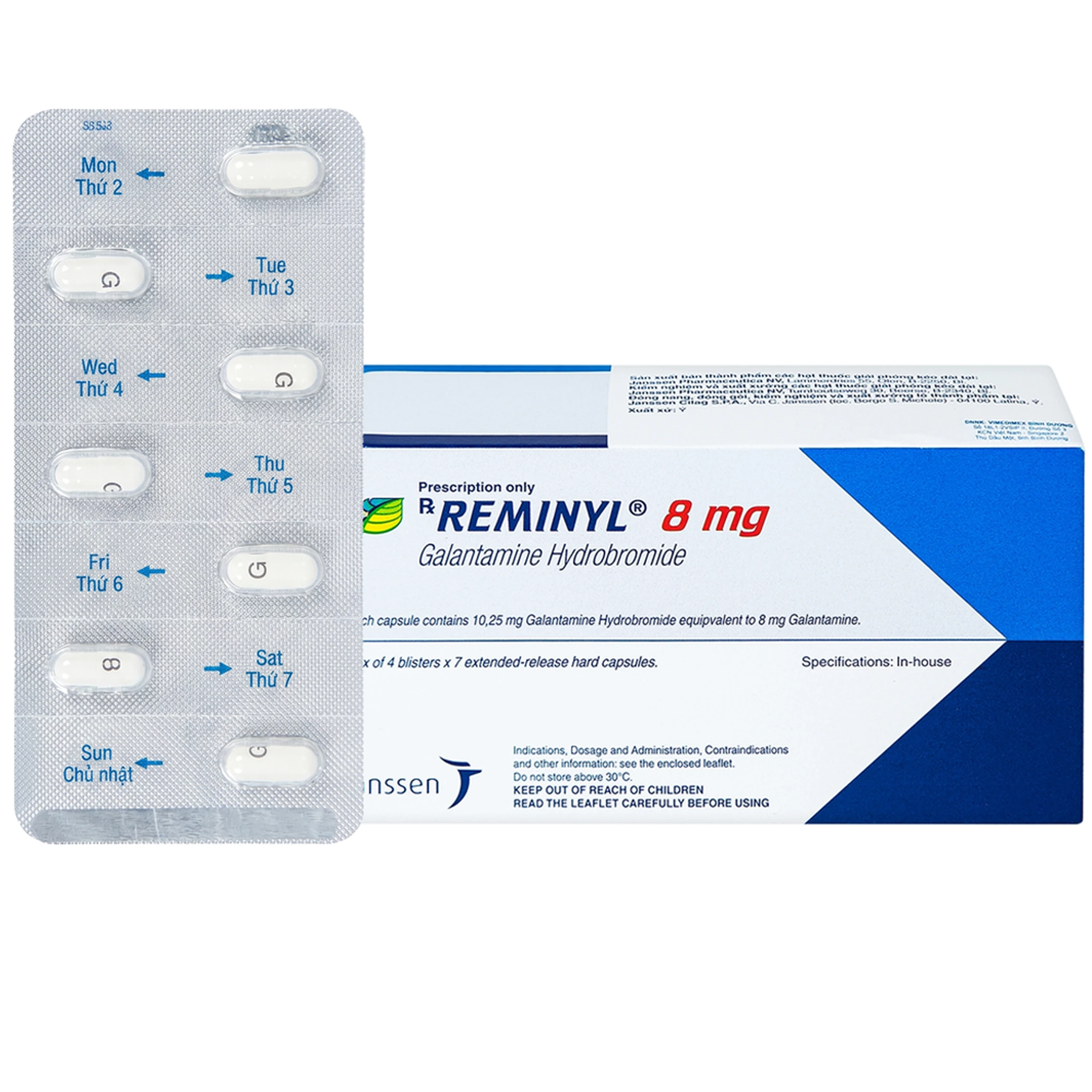 Thuốc Reminyl 8mg Janssen điều trị sa sút trí tuệ (4 vỉ x 7 viên)