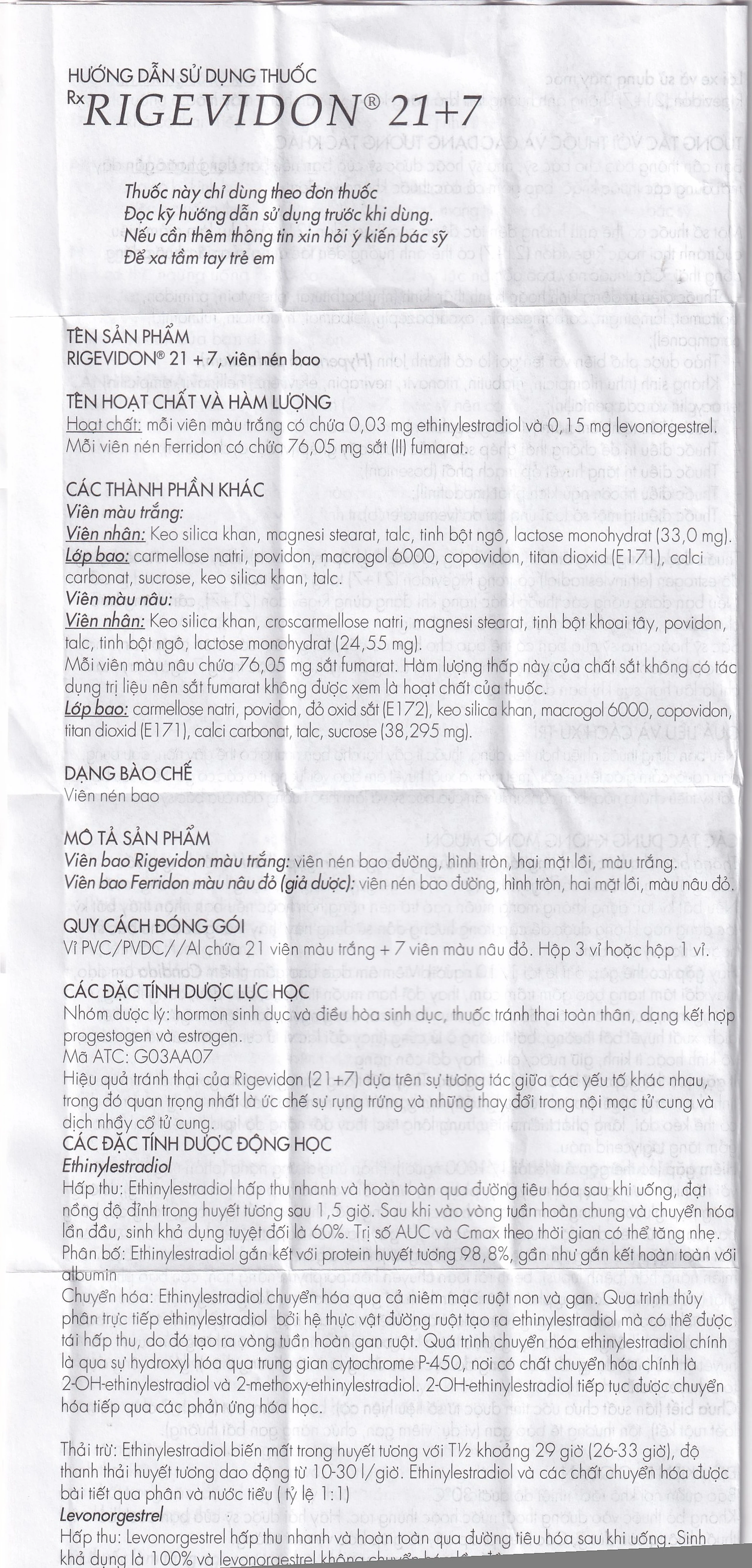 Thuốc Rigevidon 21+7 Gedeon dùng cho tránh thai (3 vỉ x 28 viên) 