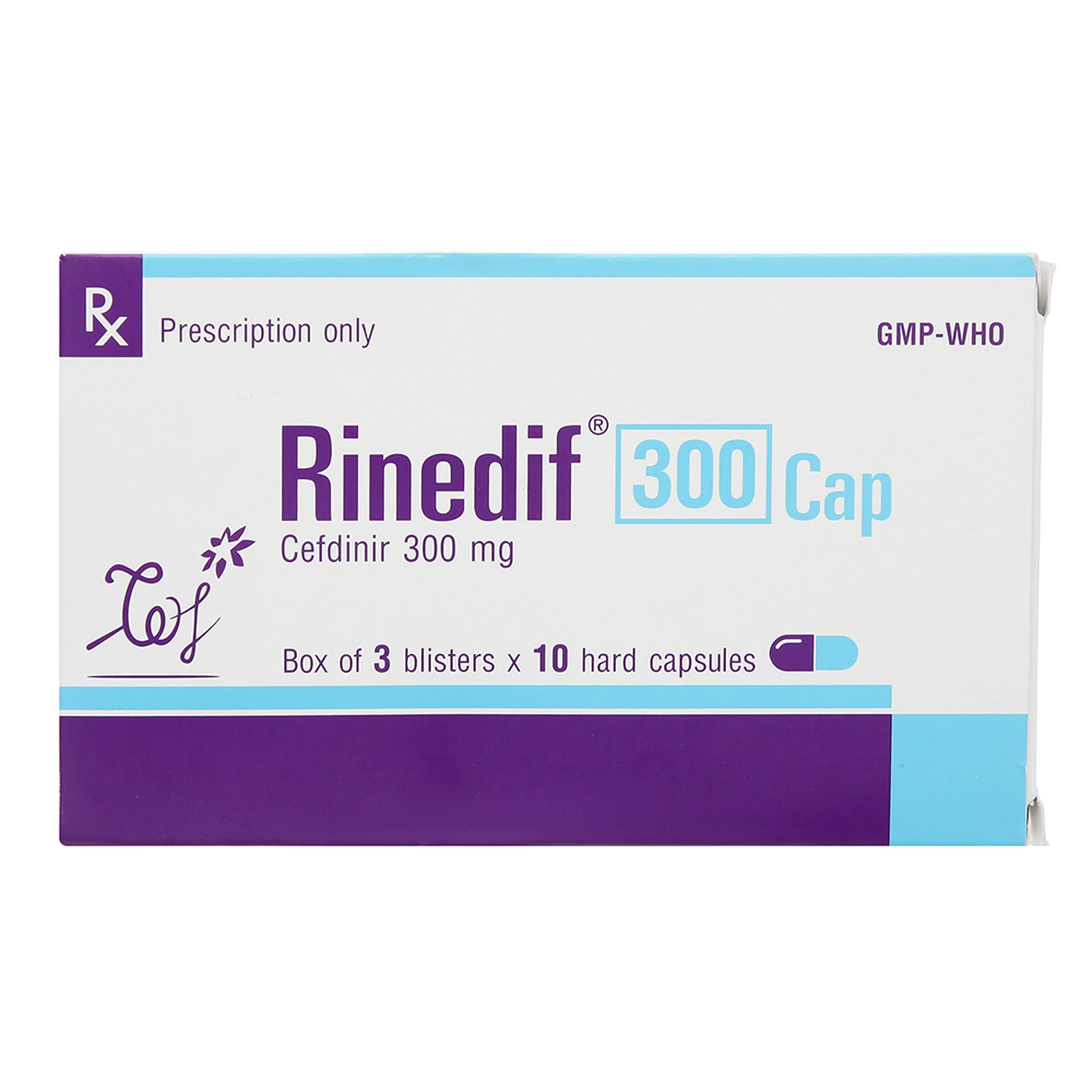 Thuốc Rinedif 300mg điều trị các chứng nhiễm khuẩn, viêm phổi, viêm phế quản (3 vỉ x 10 viên)