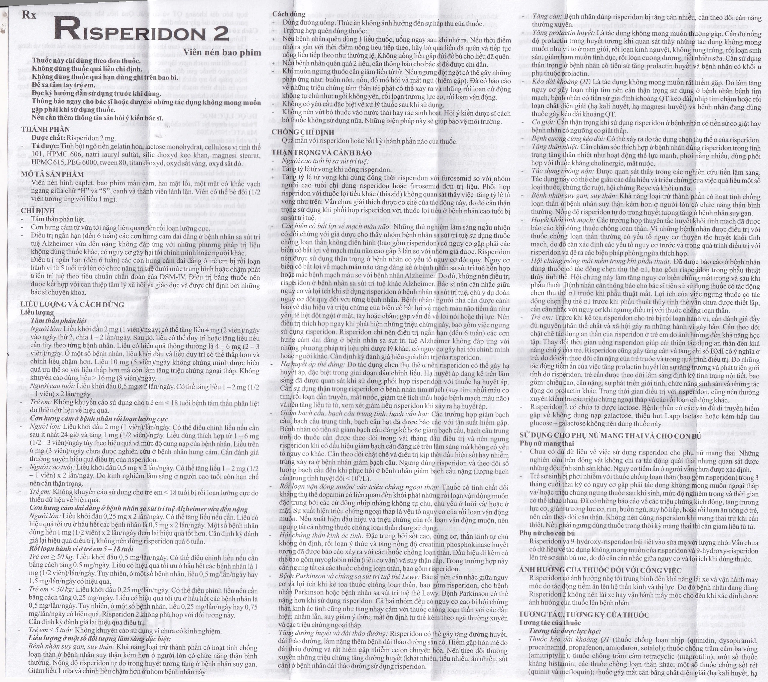 Thuốc Risperidon 2 Hasan điều trị bệnh tâm thần phân liệt (5 vỉ x 10 viên) 