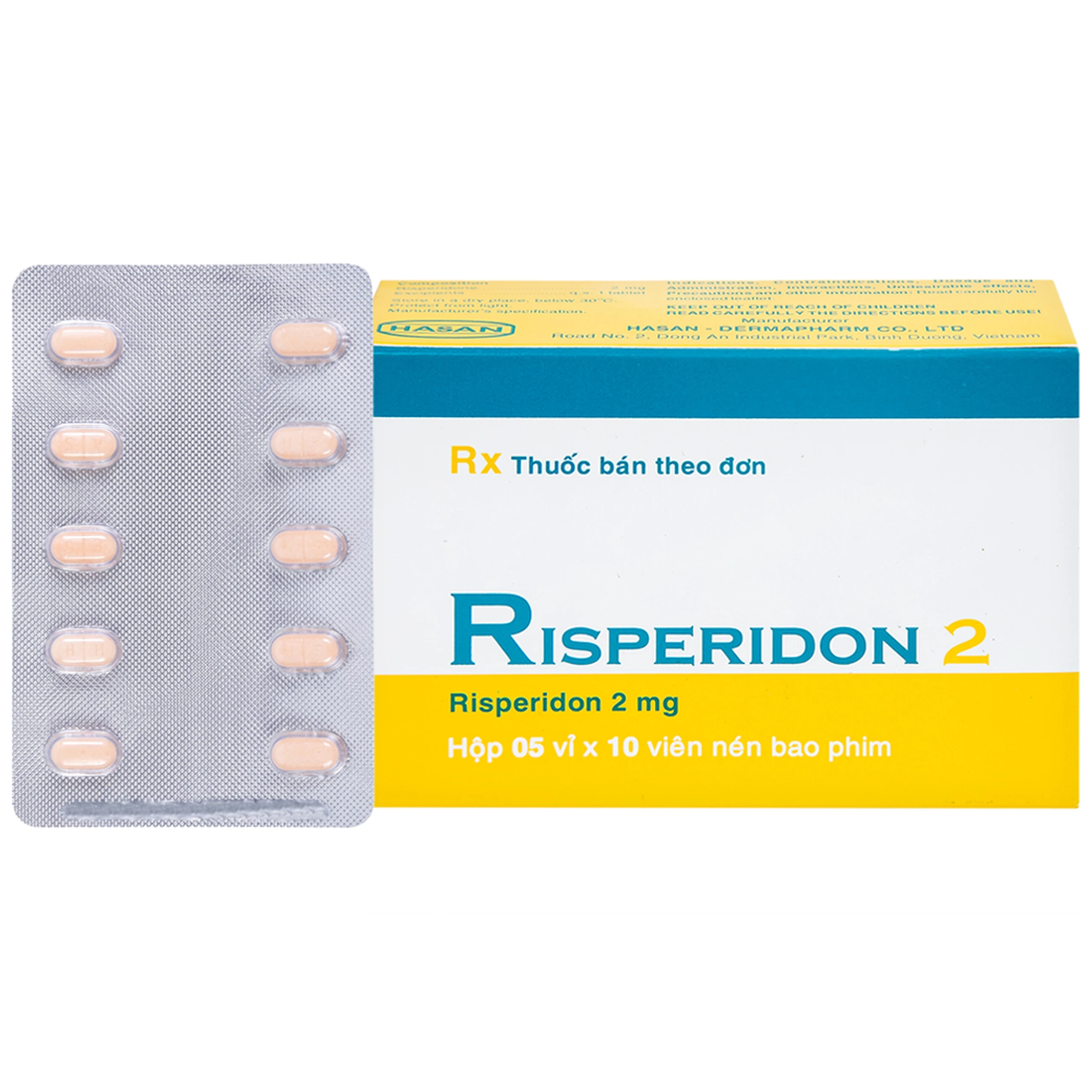 Thuốc Risperidon 2 Hasan điều trị bệnh tâm thần phân liệt (5 vỉ x 10 viên)  1