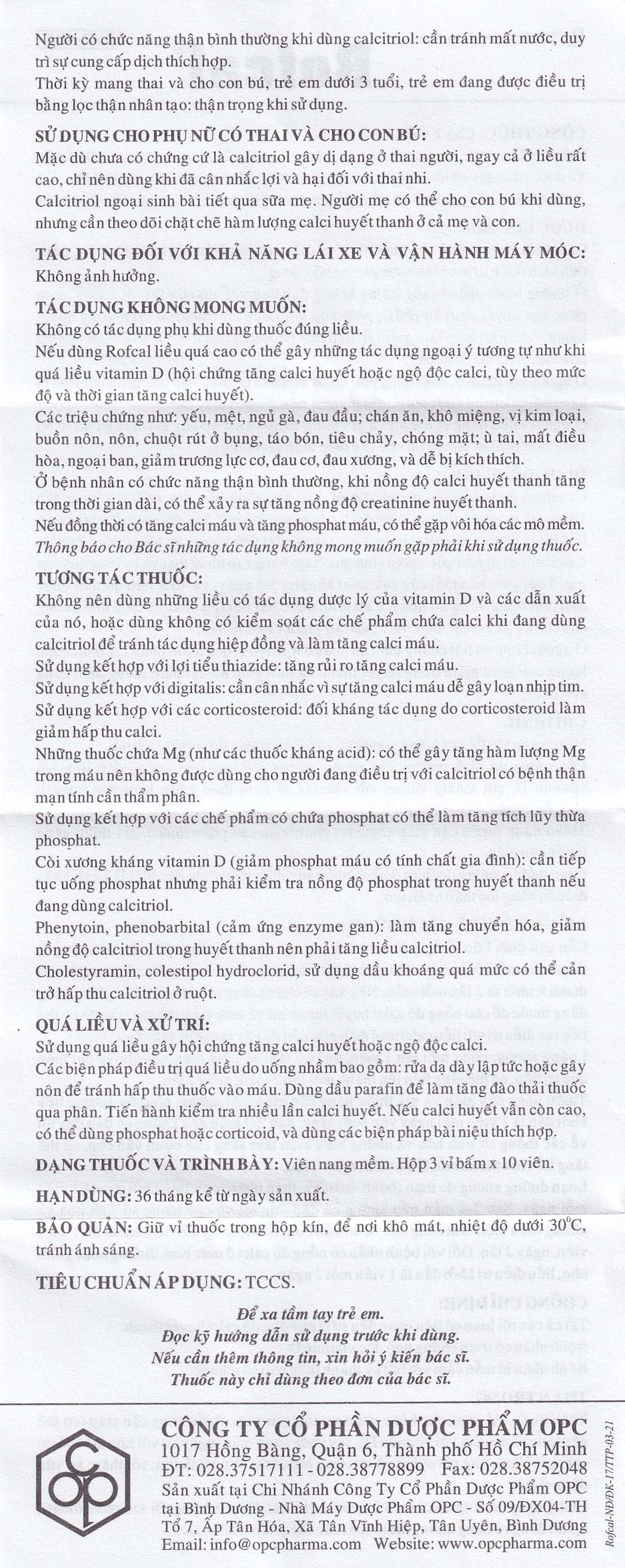 Thuốc Rofcal OPC ngăn ngừa và điều trị loãng xương (3 vỉ x 10 viên)