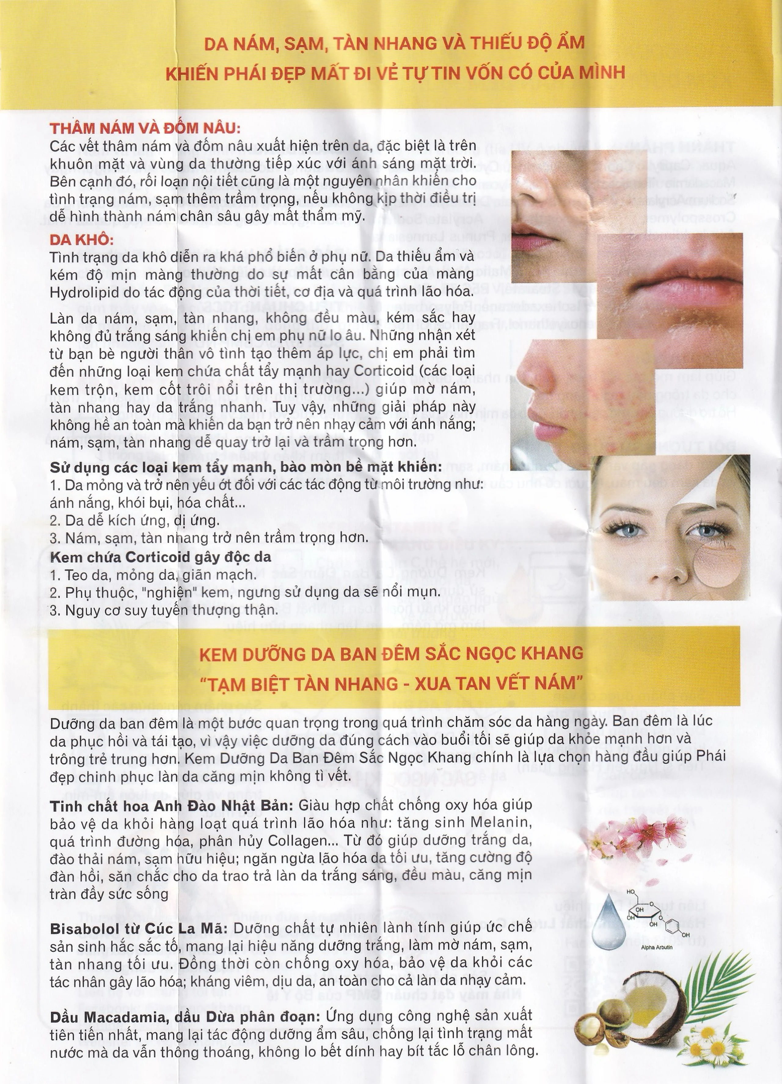 Kem bôi dưỡng da ban đêm Sắc Ngọc Khang 30g