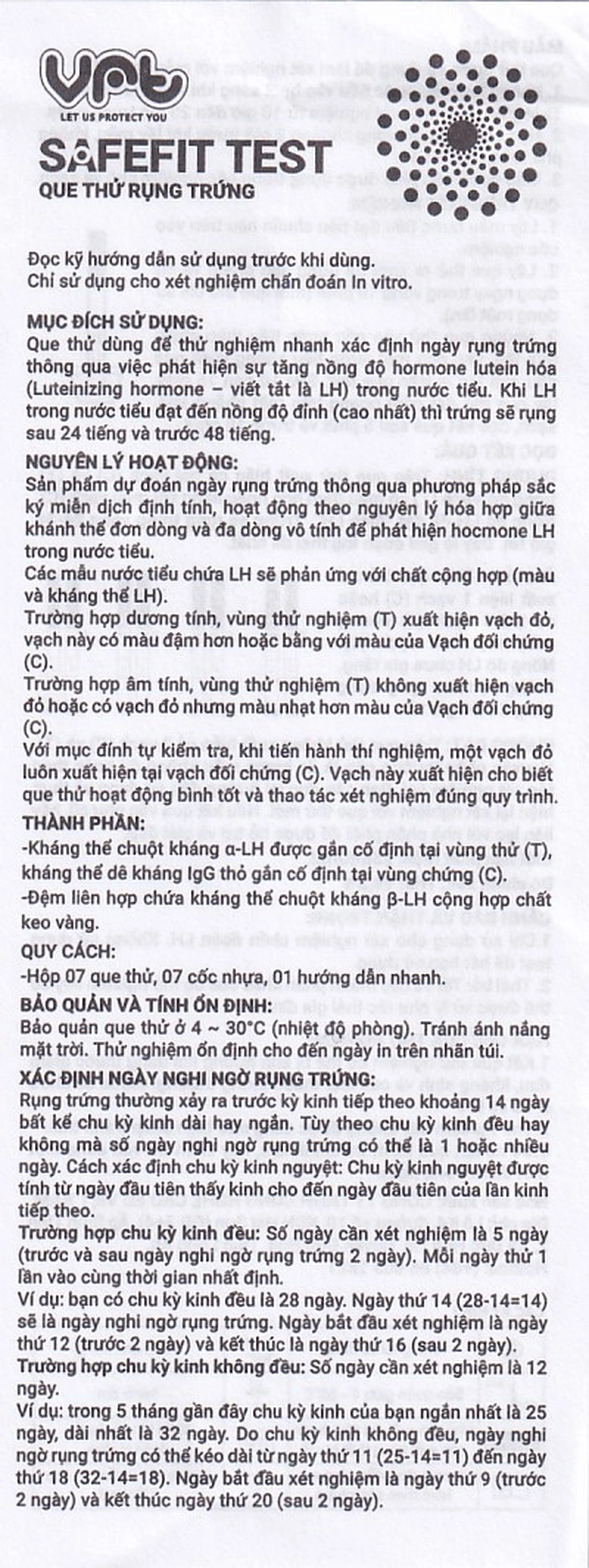 Que thử rụng trứng Safefit test (7 cái) dùng xác định ngày rụng trứng nhanh chóng, đơn giản