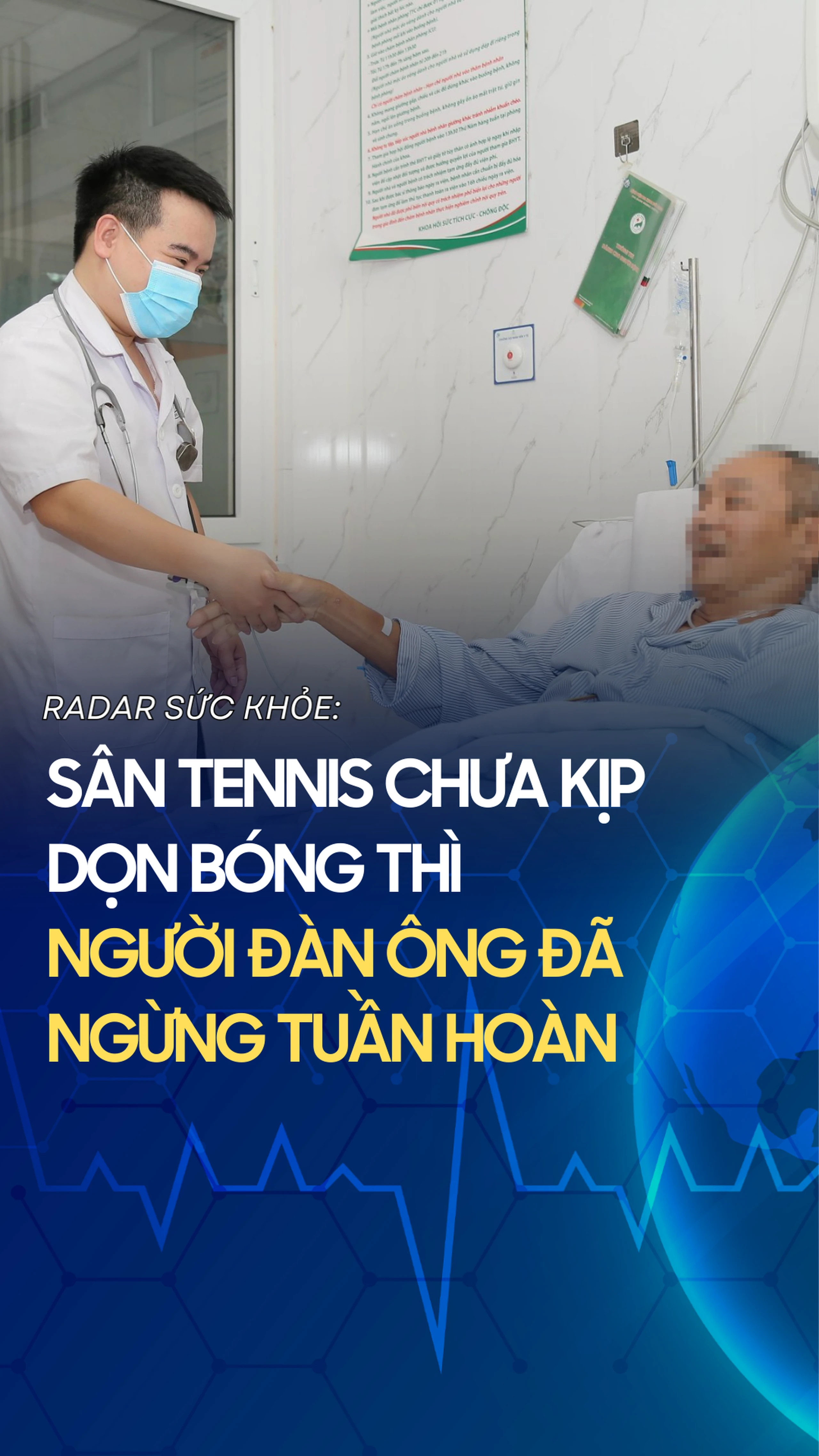 Sân tennis chưa kịp dọn bóng thì người đàn ông đã ngừng tuần hoàn
