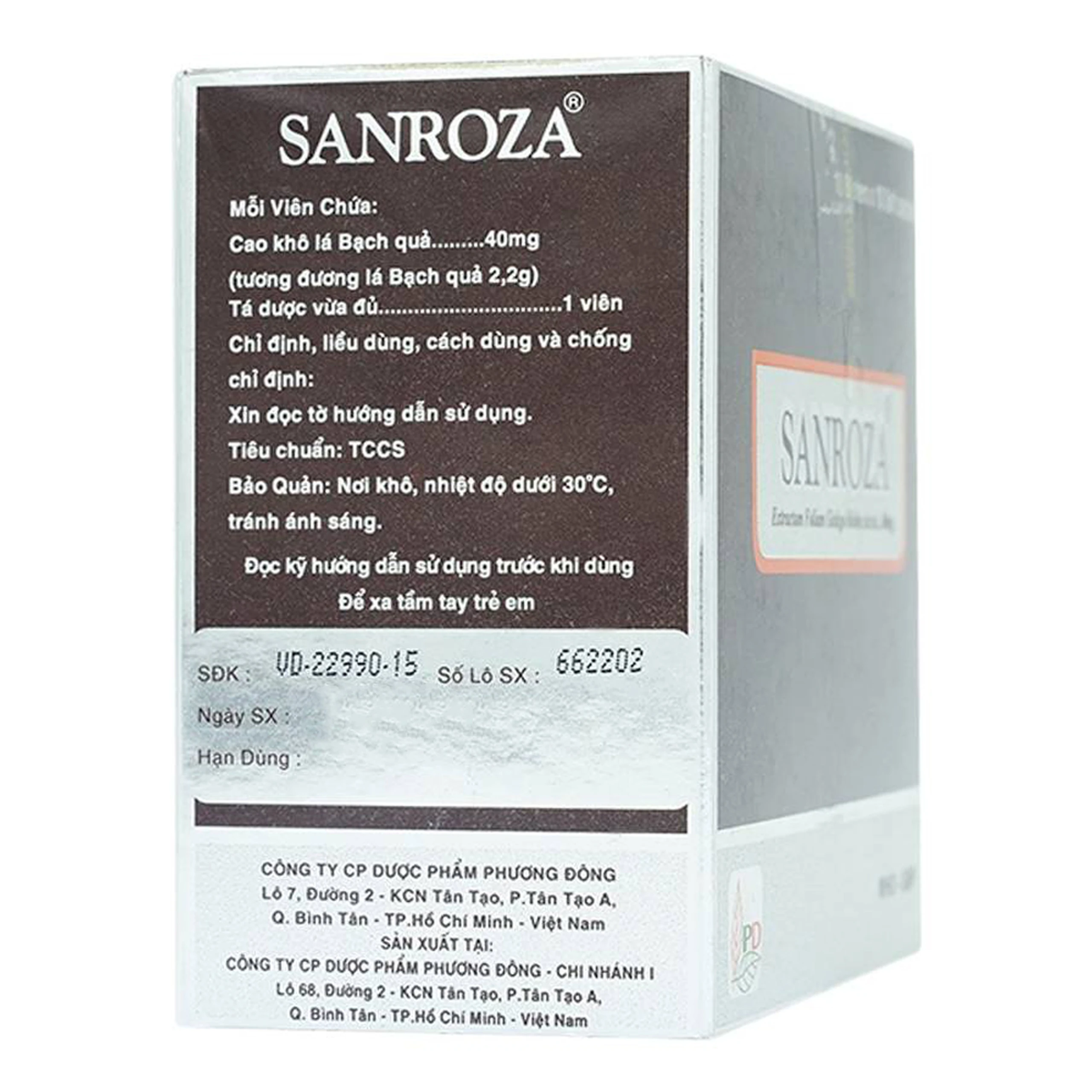 Thuốc Sanroza 40mg Phương Đông điều trị đau cách hồi, bệnh raynaud (10 vỉ x 10 viên)