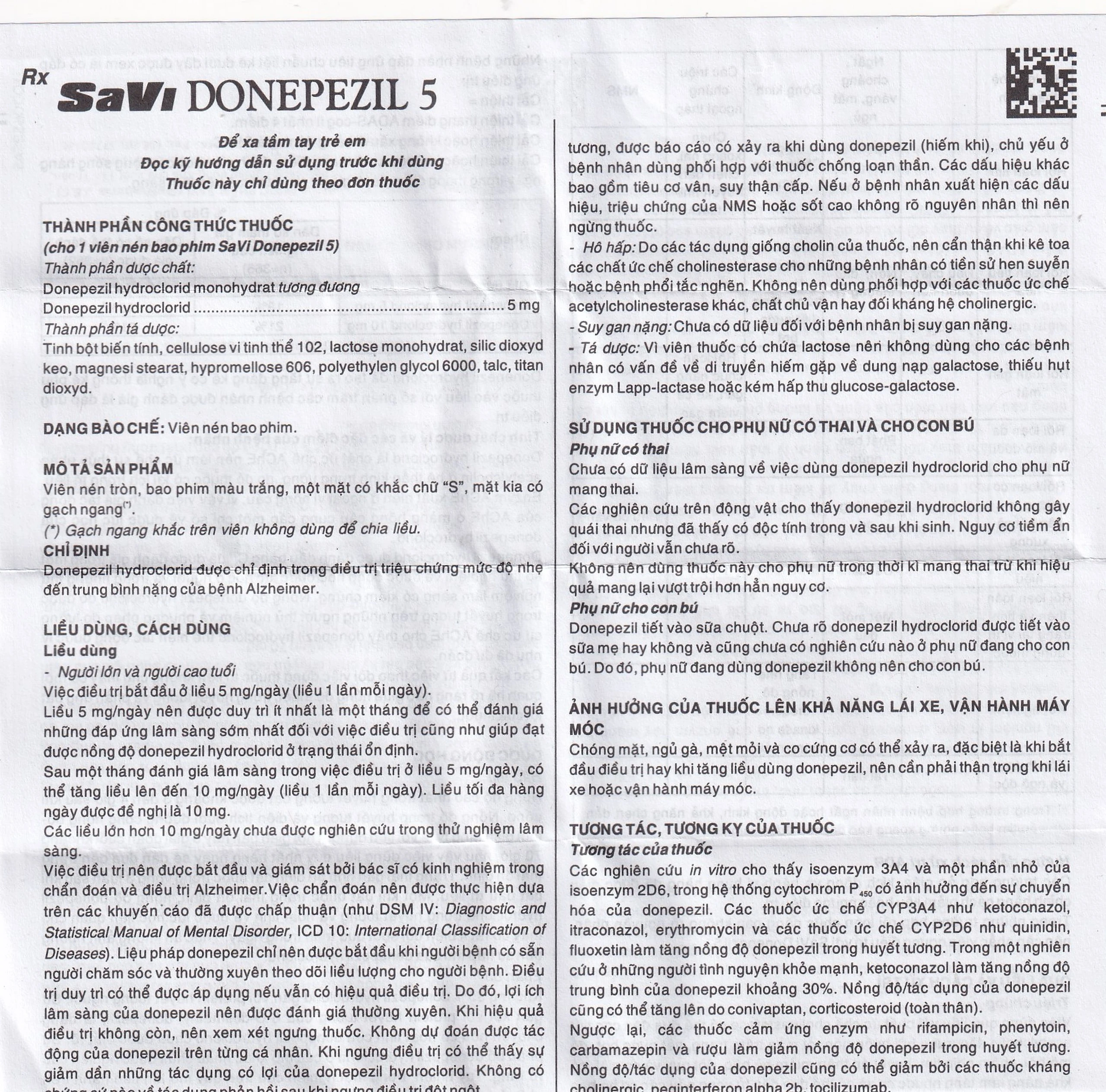 Thuốc Savi Donepezil 5 Savi điều trị triệu chứng suy giảm trí nhớ (3 vỉ x 10 viên) 9