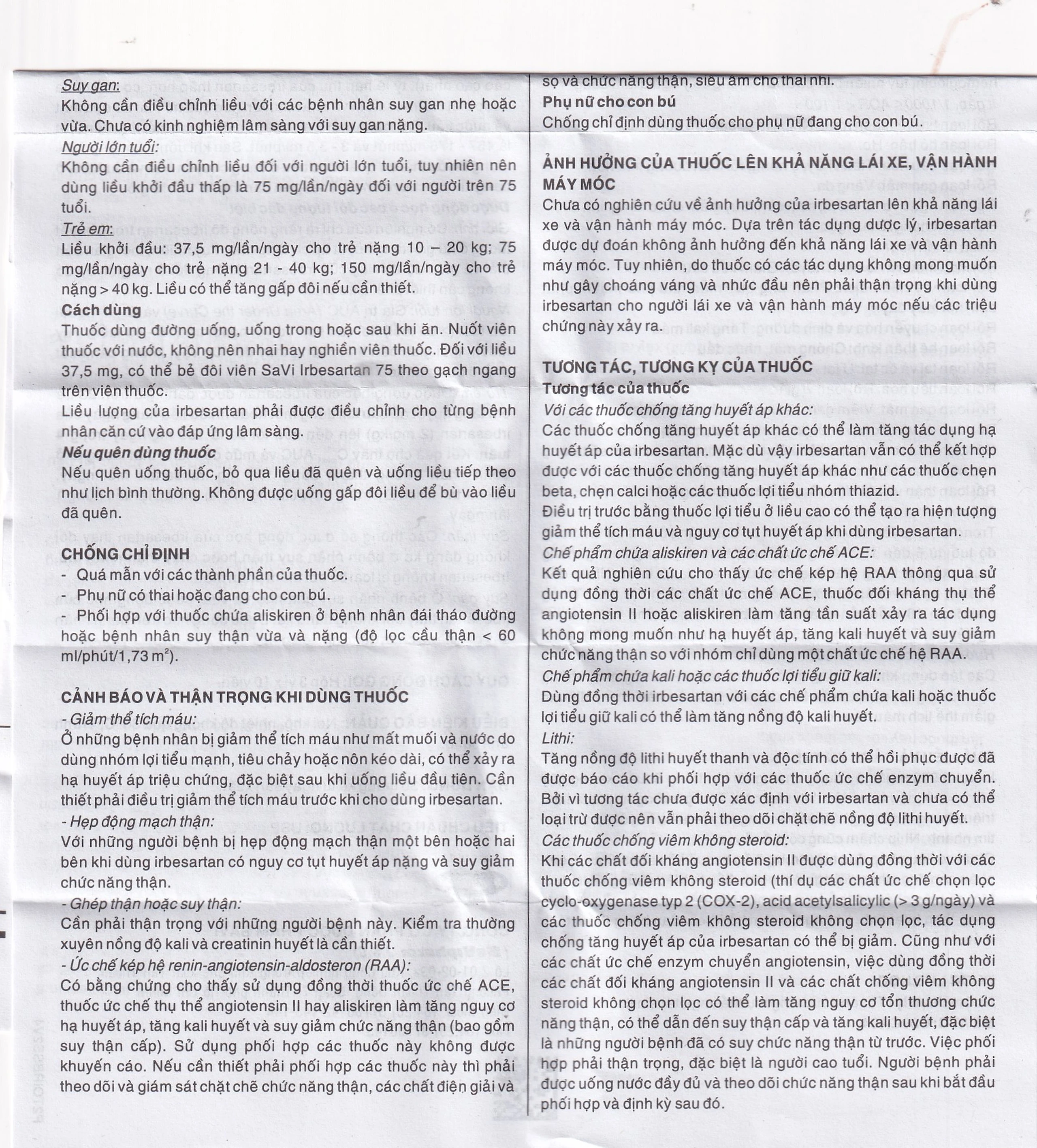 Thuốc SaVi Irbesartan 75 SaviPharm điều trị tăng huyết áp, bệnh thận (3 vỉ x 10 viên)