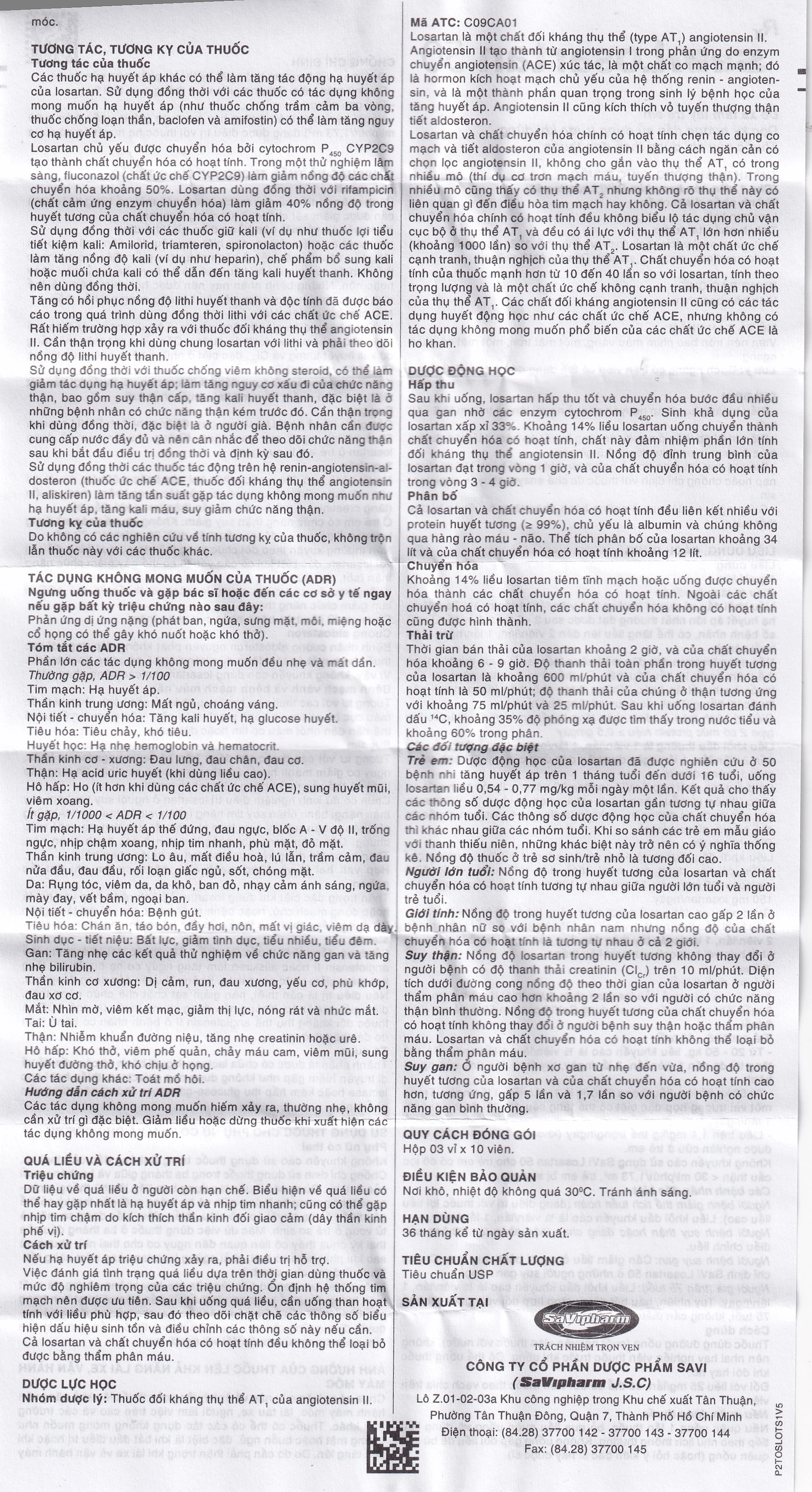 Thuốc Savi Losartan 50 điều trị tăng huyết áp nguyên phát (3 vỉ x 10 viên)