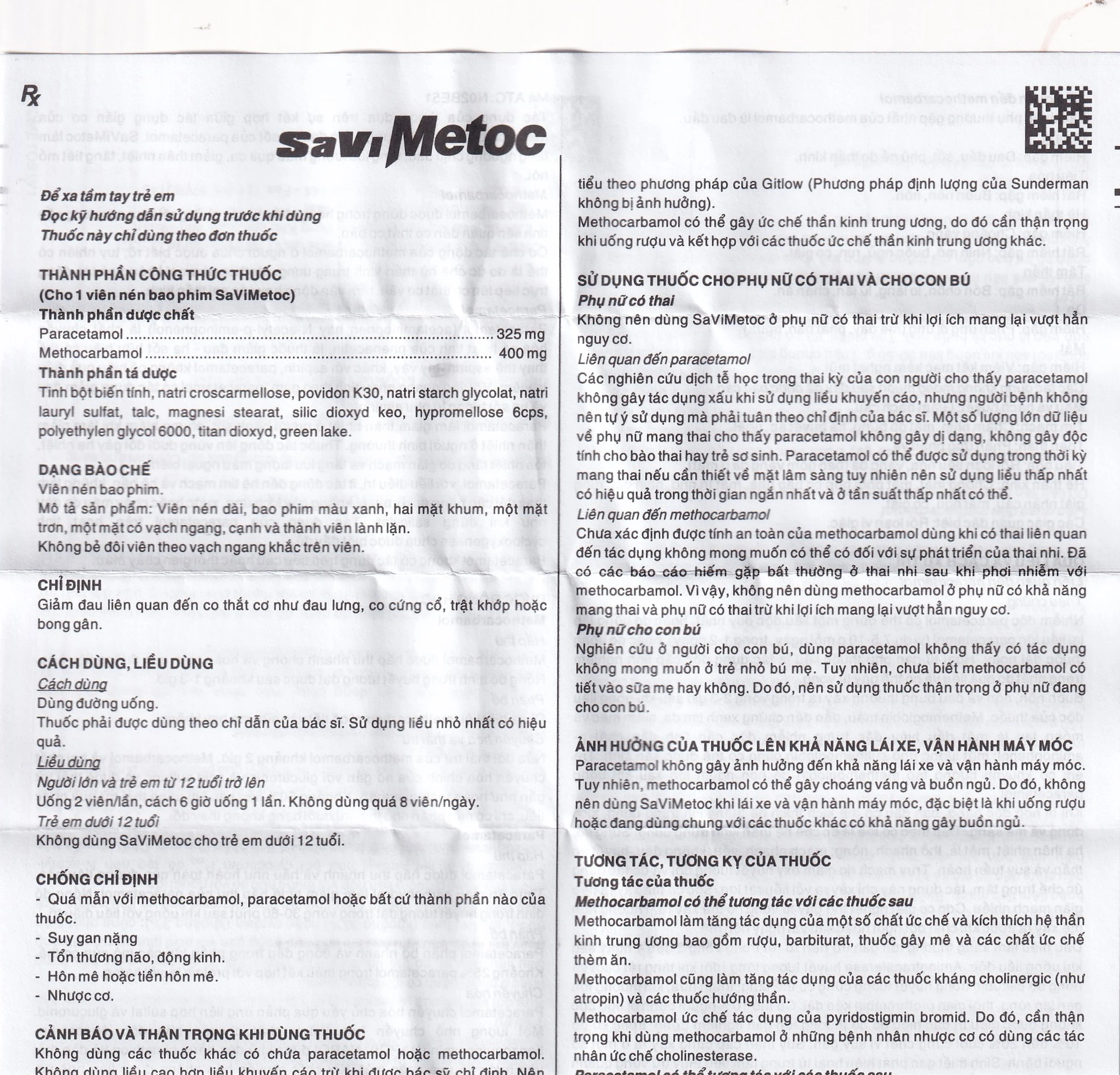 Thuốc SaViMetoc giảm đau do co thắt cơ (3 vỉ x 10 viên)