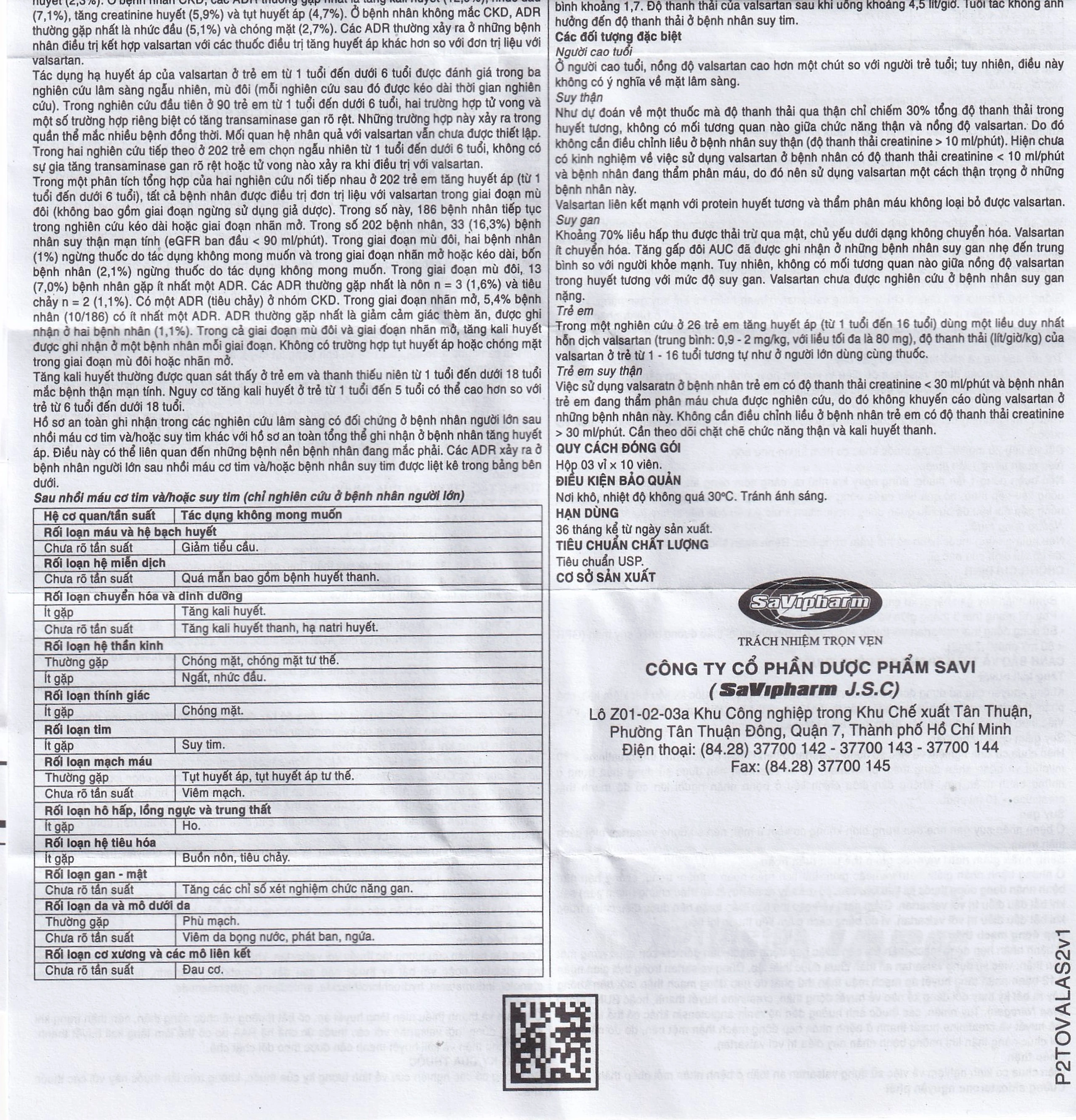 Thuốc SaVi Valsartan 40mg Savipharm điều trị nhồi máu cơ tim, suy tim và tăng huyết áp (3 vỉ x 10 viên)