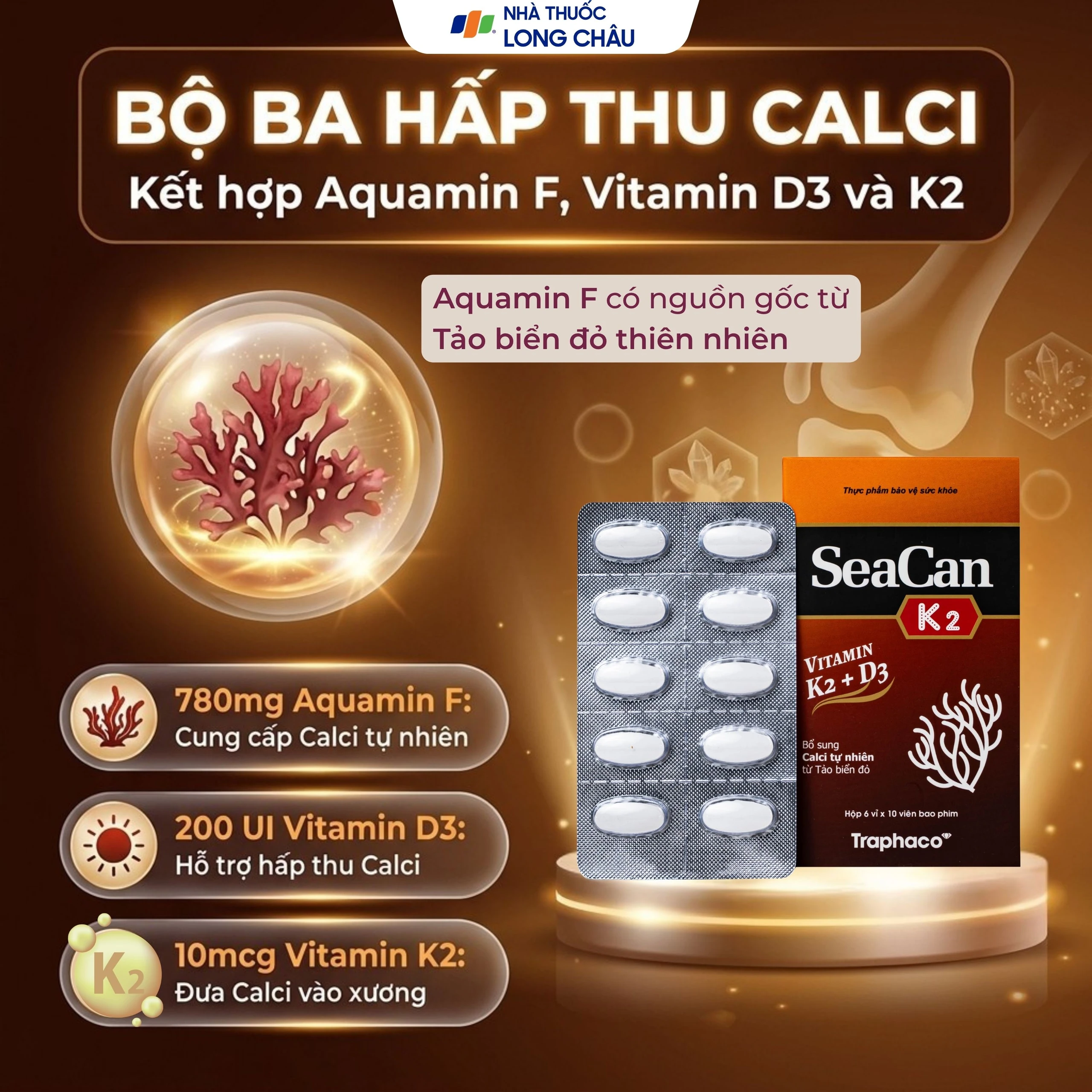 Viên uống giúp xương, răng chắc khỏe Seacan K2 Traphaco (6 vỉ x 10 viên) 3