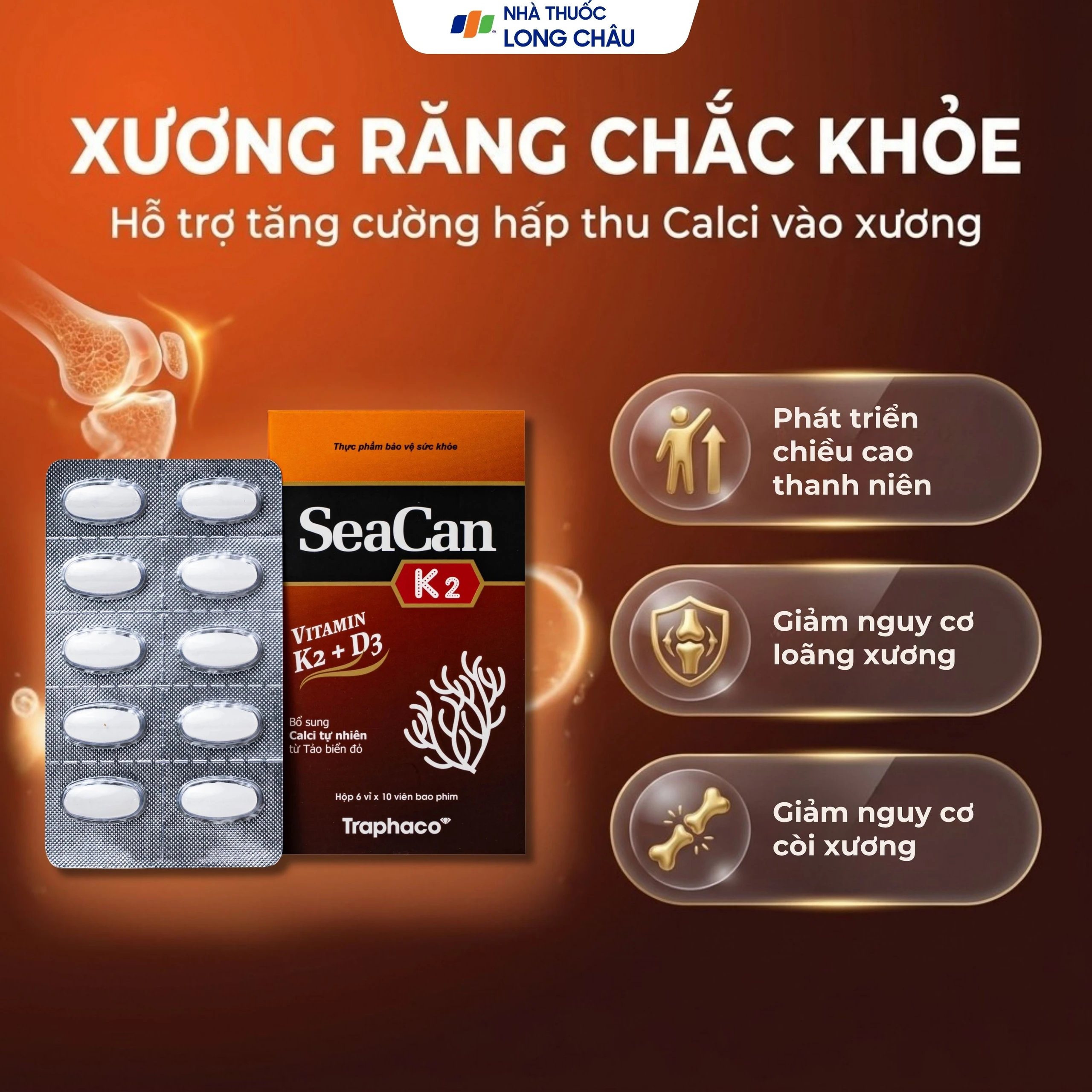 Viên uống giúp xương, răng chắc khỏe Seacan K2 Traphaco (6 vỉ x 10 viên) 4