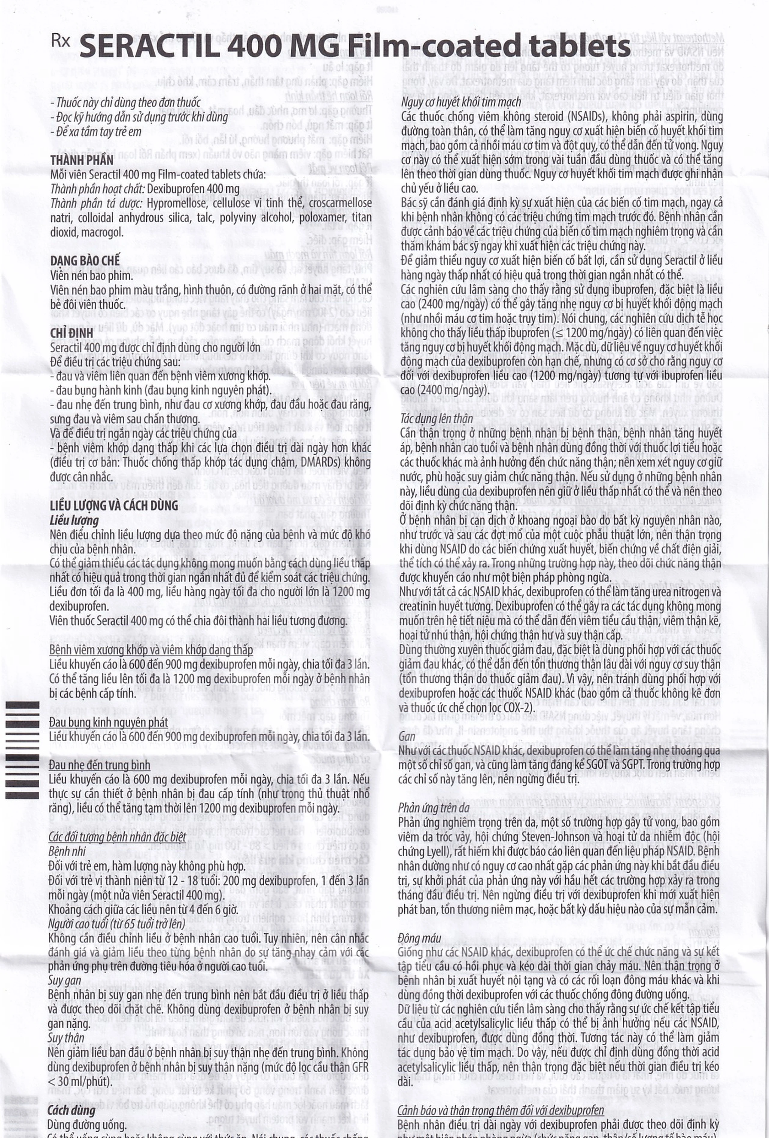 Thuốc Seractil 400mg điều trị viêm xương khớp , đau bụng hành kinh (3 vỉ x 10 viên)