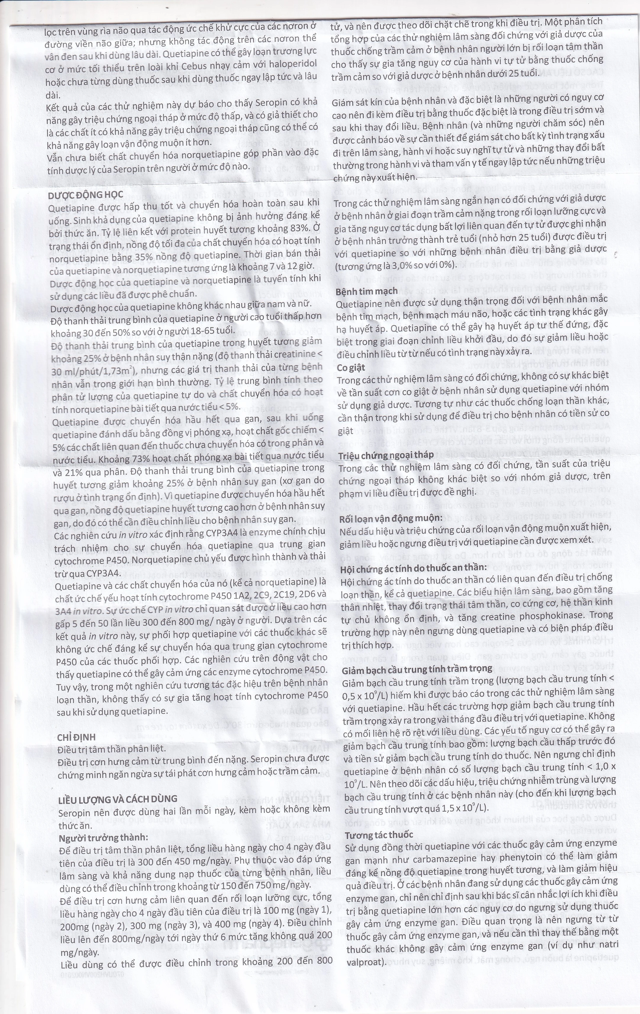 Thuốc Seropin 200mg Genepharm điều trị tâm thần phân liệt, hưng cảm lưỡng cực, trầm cảm lưỡng cực (6 vỉ x 10 viên)