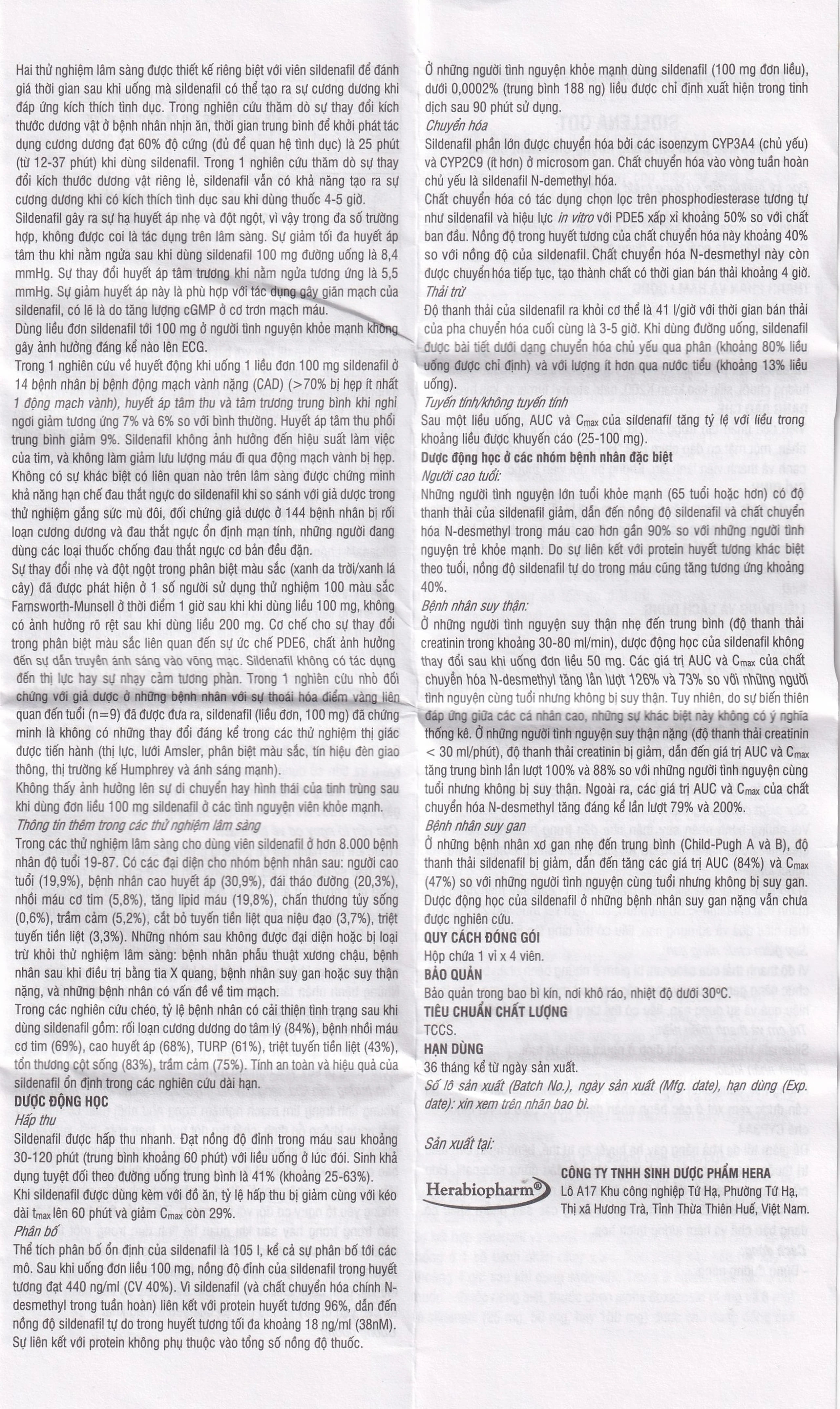 Thuốc Sidelena ODT 50mg Herabiopharm điều trị rối loạn chức năng cương dương ở nam giới (1 vỉ x 4 viên)