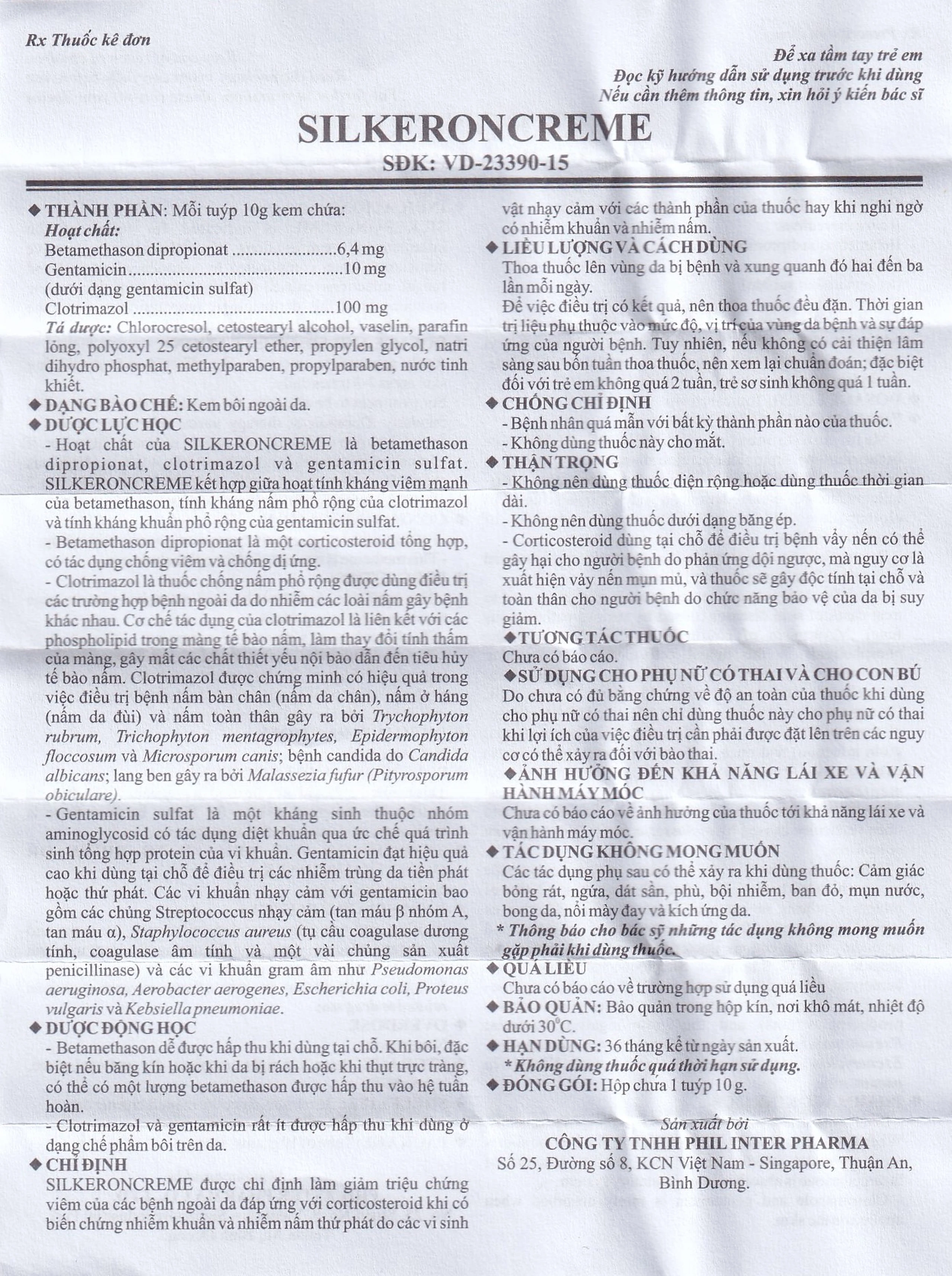 Kem bôi ngoài da Silkeron Creme Phil giảm triệu chứng viêm da (10g)