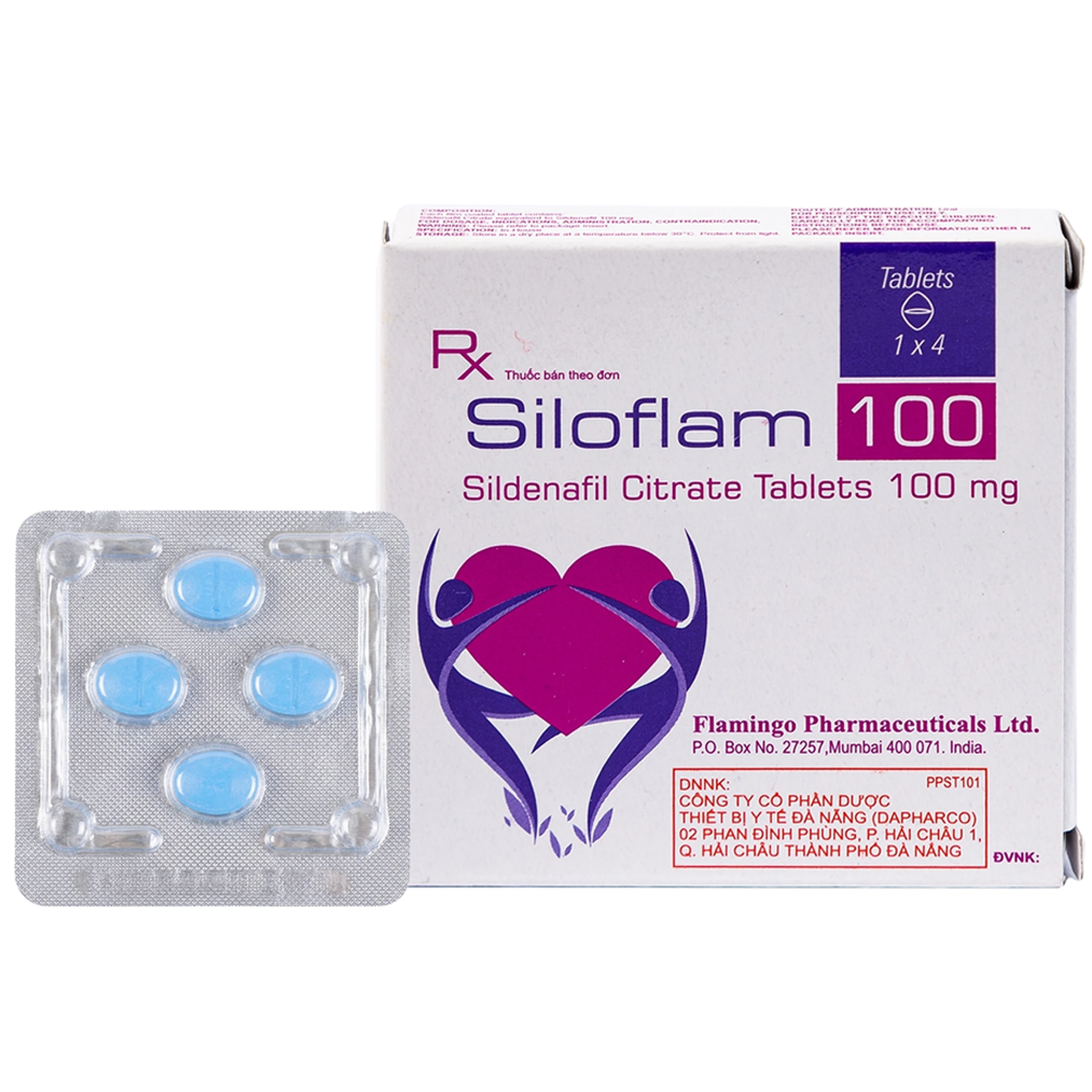 Thuốc Siloflam 100 Flamingo điều trị rối loạn cương dương (1 vỉ x 4 viên) 1