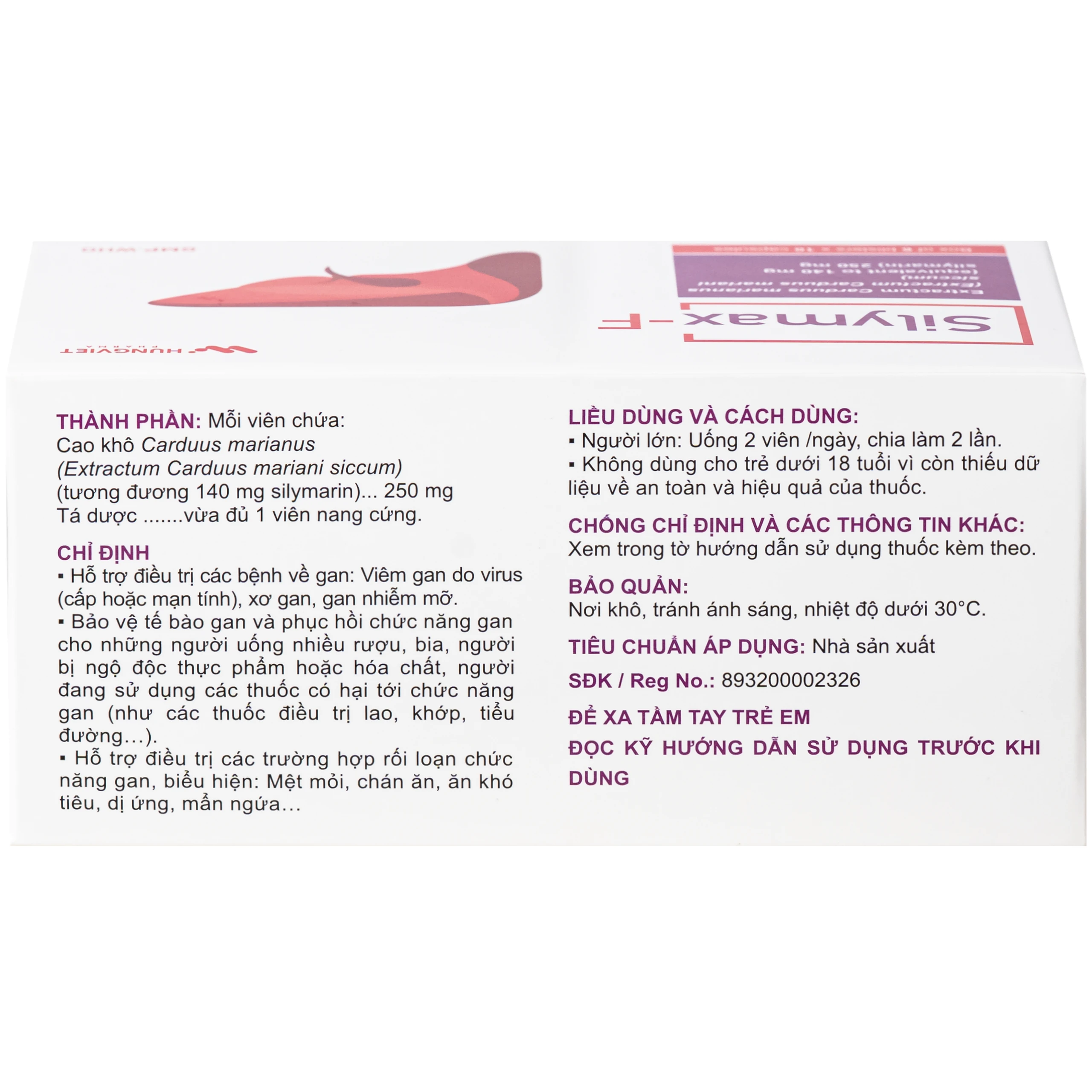Thuốc Silymax-F Hưng Việt điều trị viêm gan do virus, xơ gan, gan nhiễm mỡ (6 vỉ x 10 viên) 3
