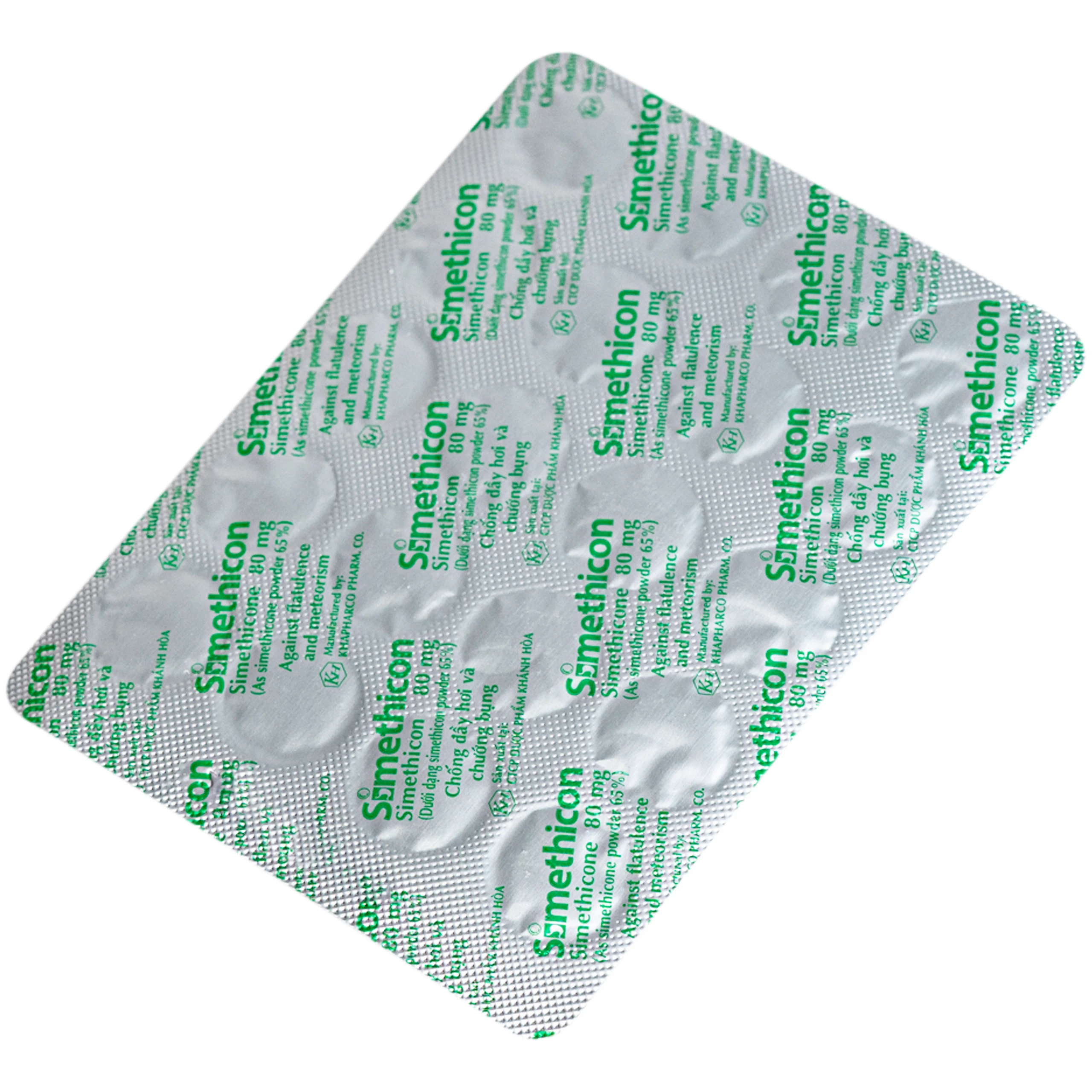 Thuốc Simethicon 80mg Khapharco điều trị triệu chứng đầy hơi, chướng bụng, khó tiêu do tích tụ khí trong dạ dày, ruột (10 vỉ x 20 viên) 6