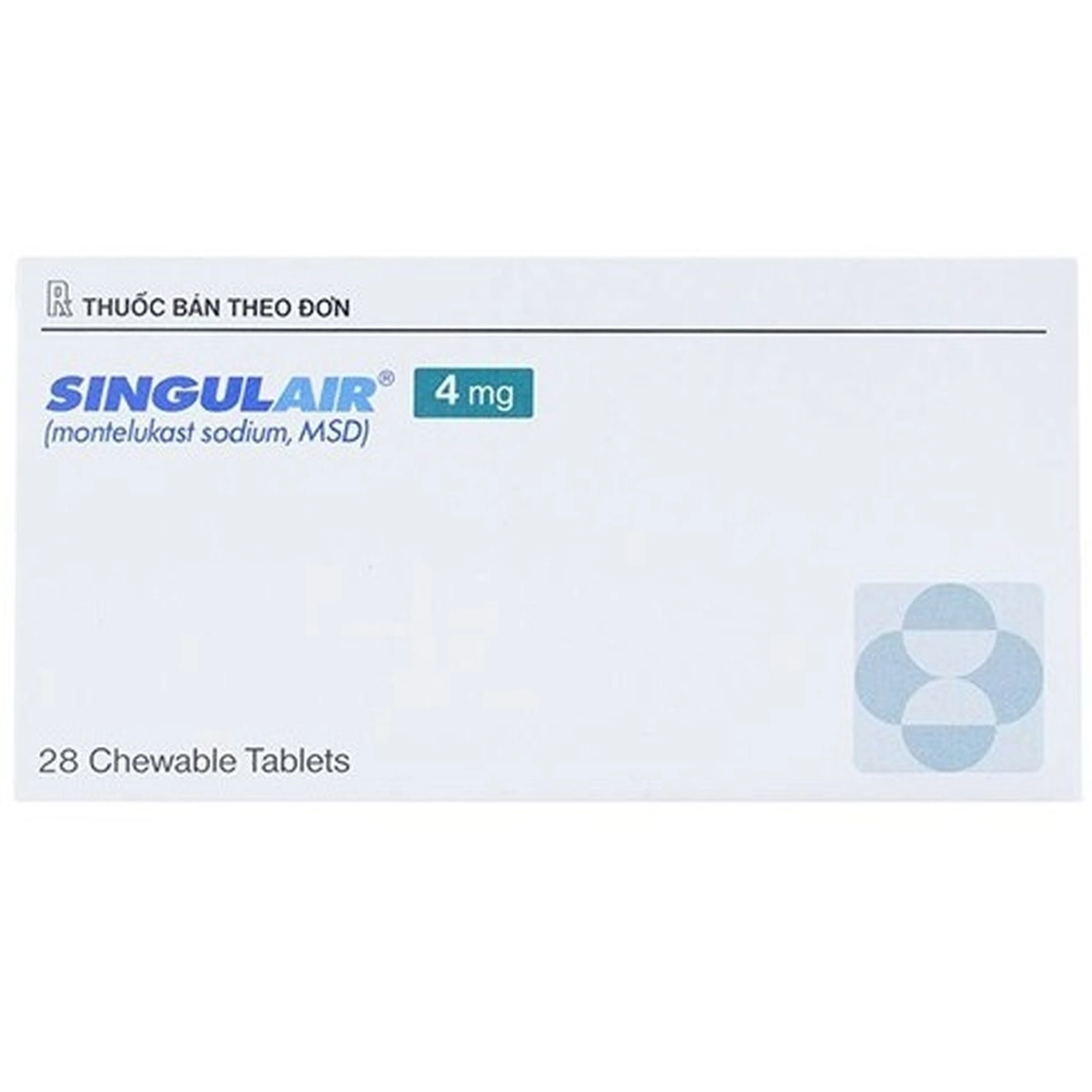Viên nhai Singulair 4mg MSD điều trị hen phế quản mạn tính (2 vỉ x 14 viên)
