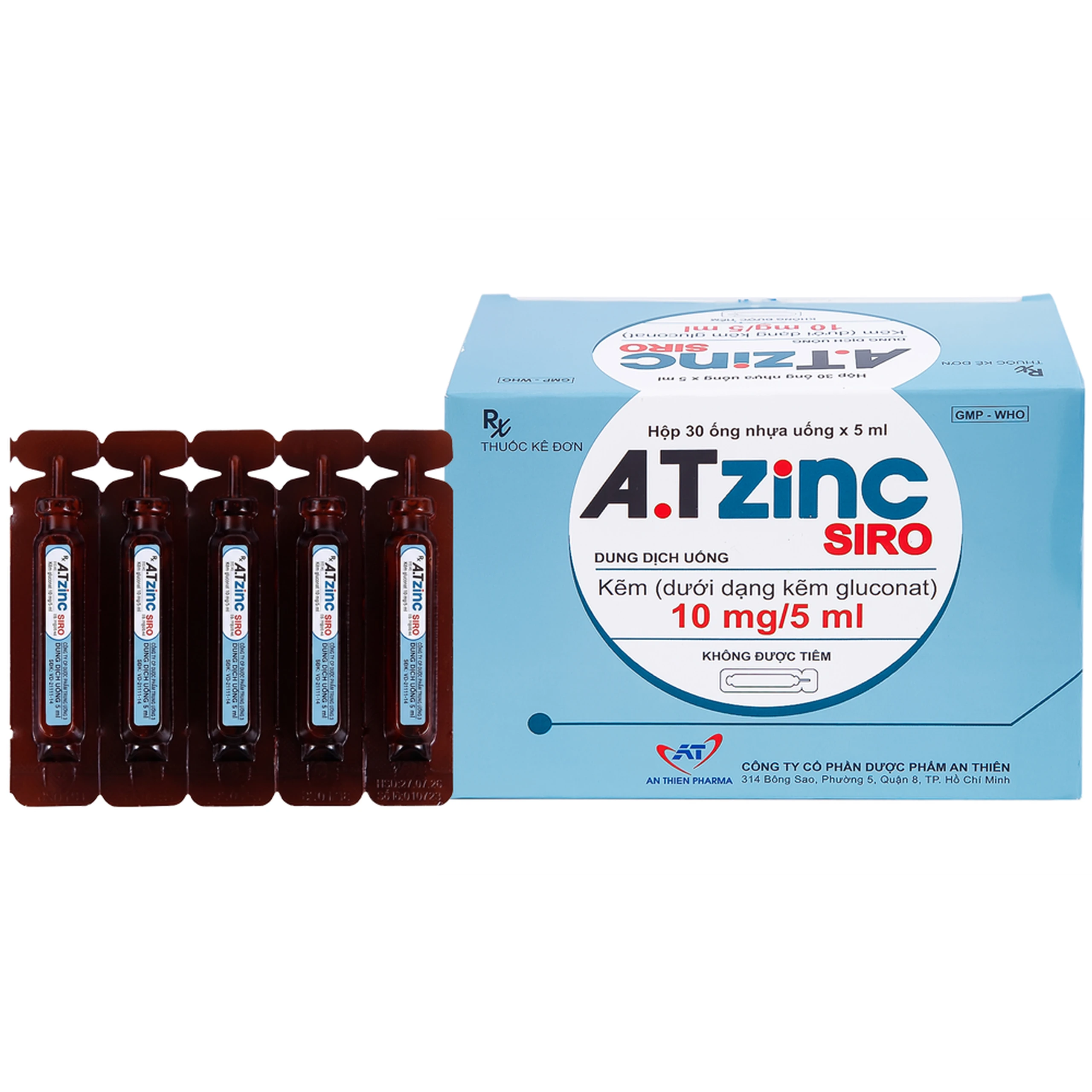 Siro A.Tzinc 10mg/5ml An Thiên phòng ngừa và điều trị thiếu kẽm (30 ống) 1