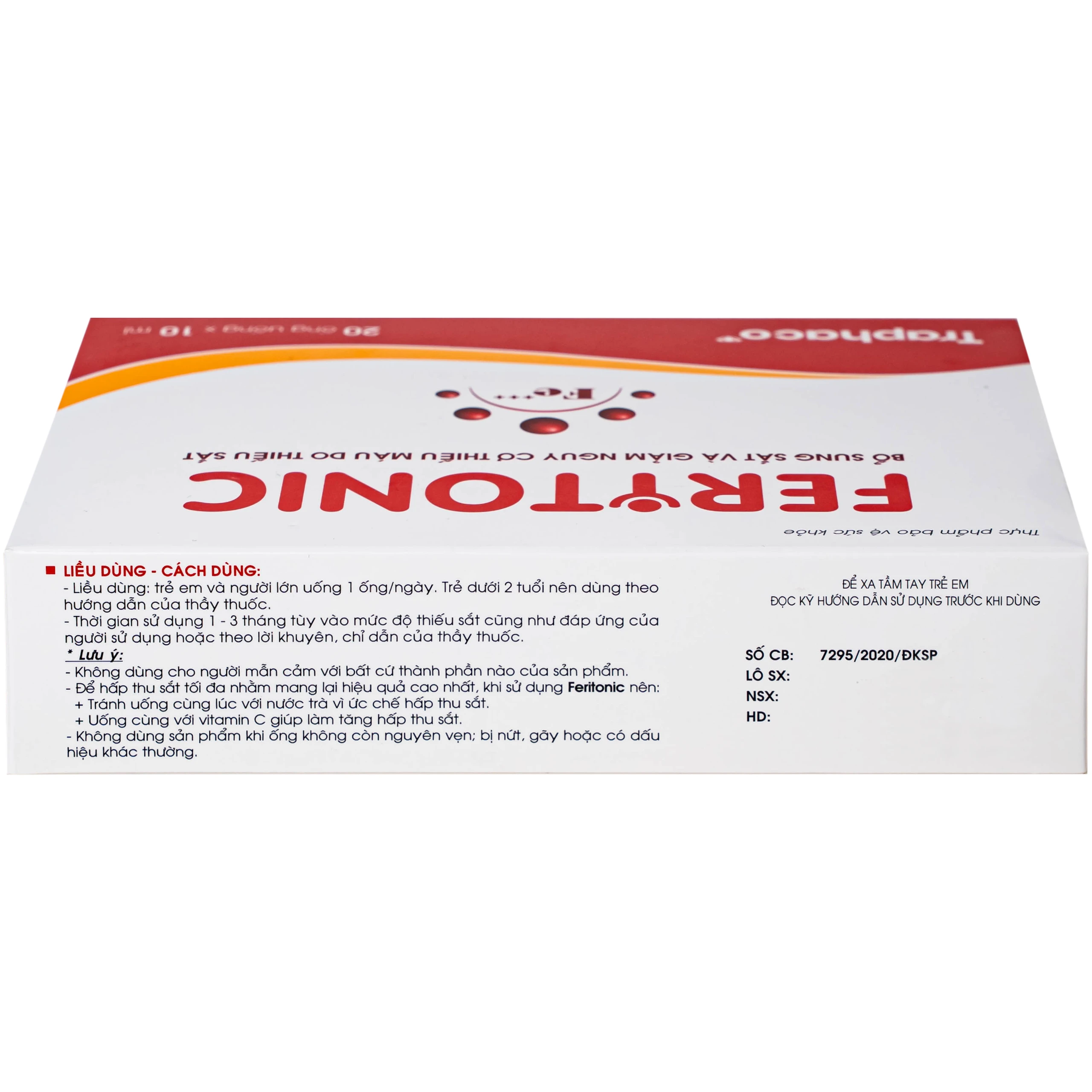 Siro bổ sung sắt Feritonic 40mg Traphaco (2 vỉ x 10 ống)