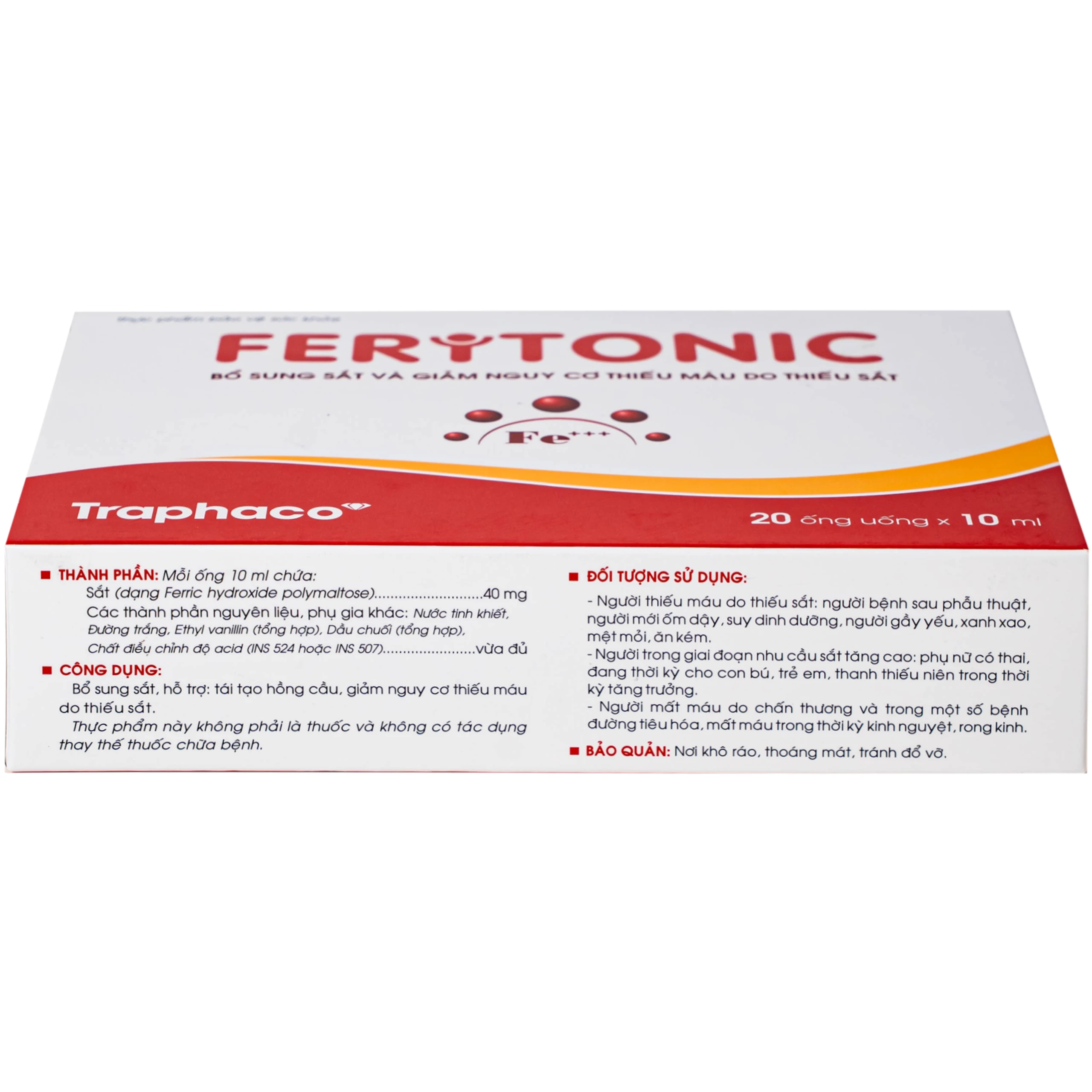 Siro bổ sung sắt Feritonic 40mg Traphaco (2 vỉ x 10 ống)