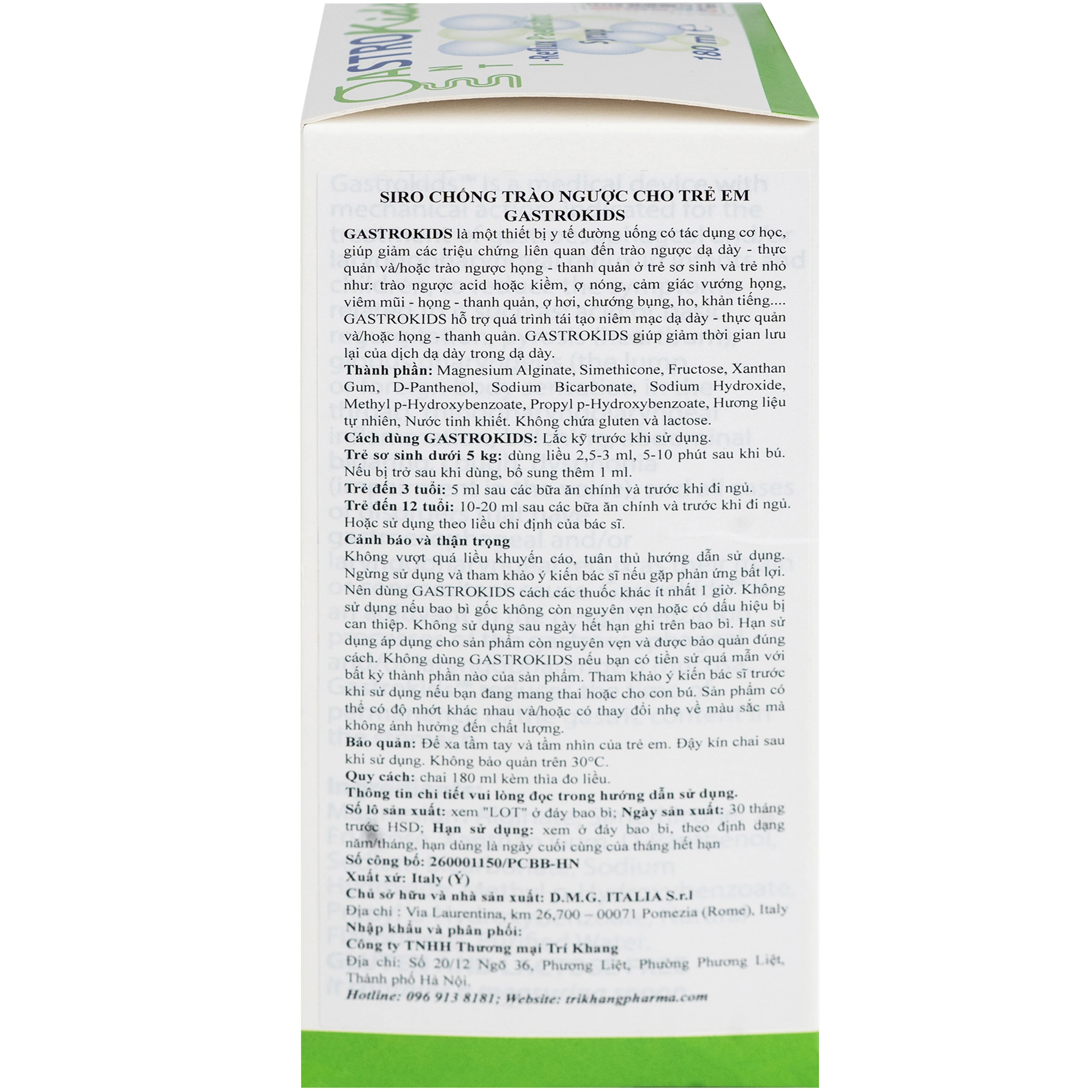 Siro Gastrokids 180ml Hỗ Trợ Kiểm Soát Nôn Trớ, Trào Ngược Dạ Dày - Thực Quản, Trào Ngược Họng - Thanh Quản Cho Trẻ Từ 0 Đến 12 Tuổi 4