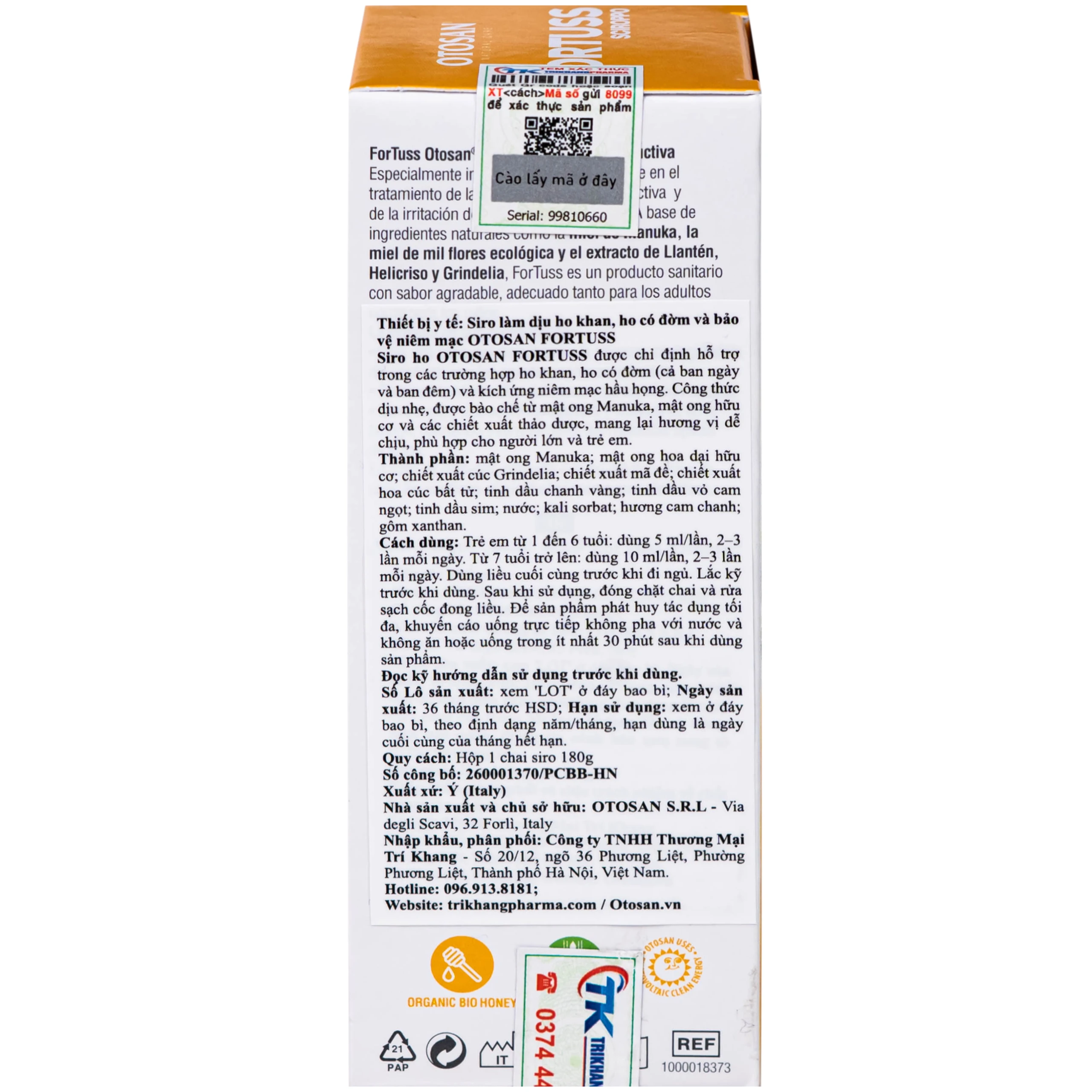 Siro ho Fortuss Otosan 180g hỗ trợ làm dịu cơn ho hiệu quả, bảo vệ niêm mạc 7