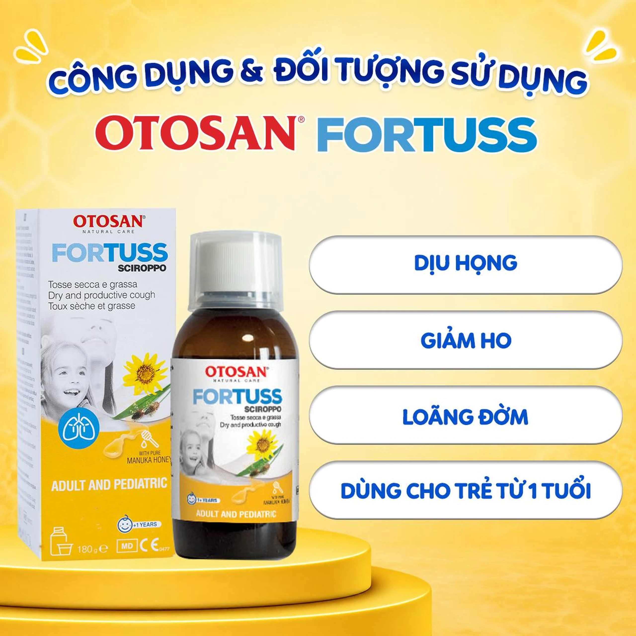 Siro ho Fortuss Otosan 180g hỗ trợ làm dịu cơn ho hiệu quả, bảo vệ niêm mạc 4