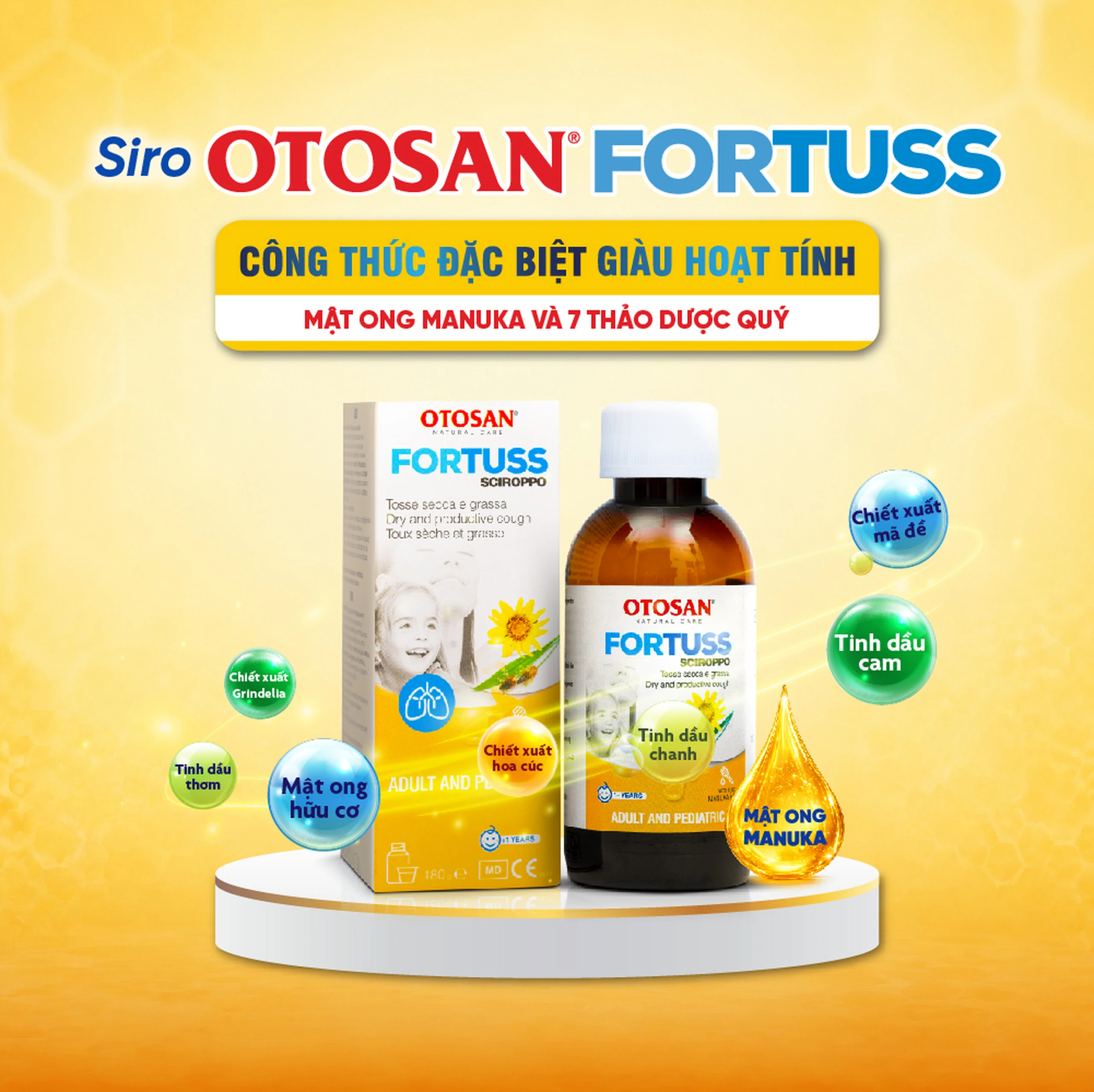 Siro ho Fortuss Otosan 180g hỗ trợ làm dịu cơn ho hiệu quả, bảo vệ niêm mạc 2