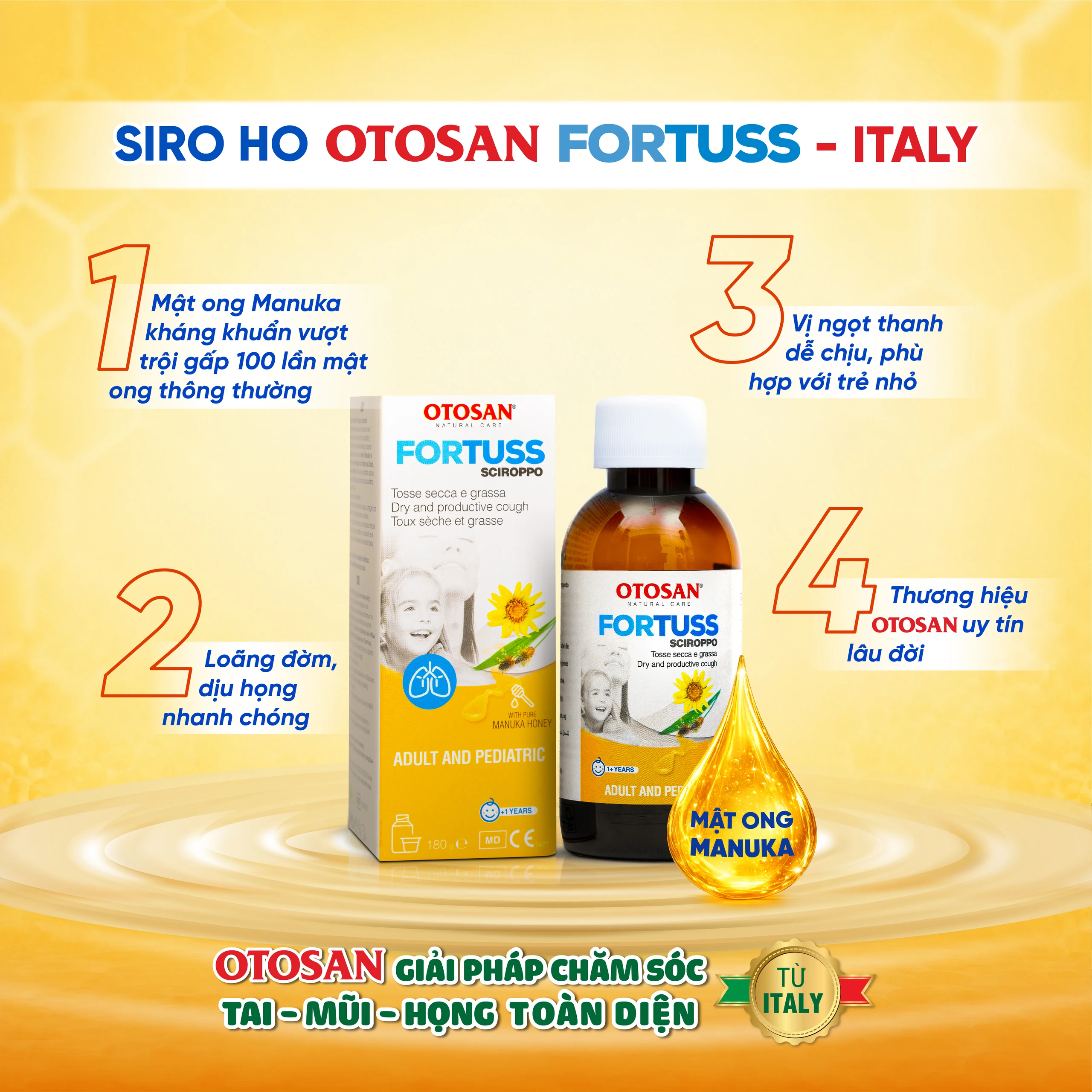 Siro ho Fortuss Otosan 180g hỗ trợ làm dịu cơn ho hiệu quả, bảo vệ niêm mạc 6