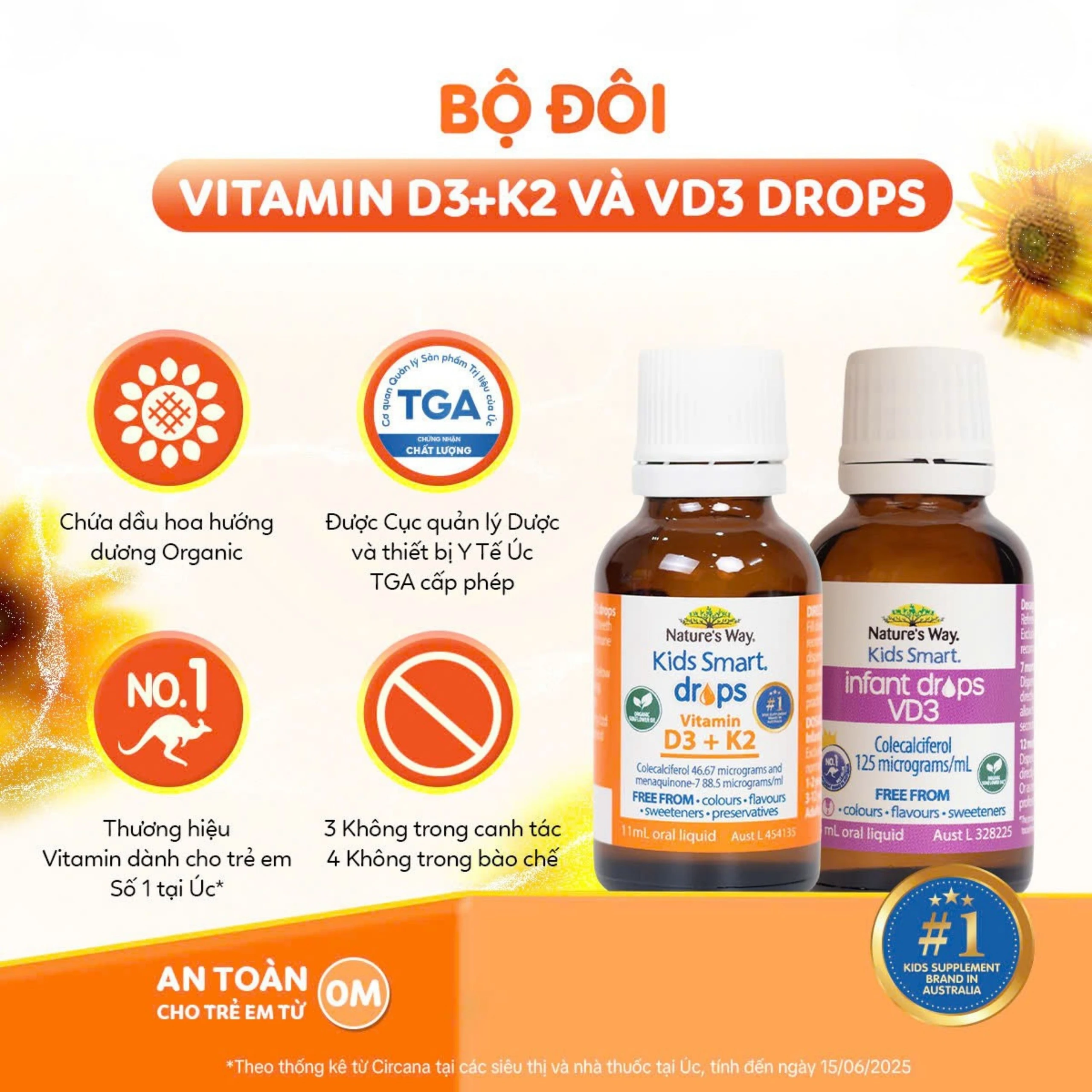Siro hỗ trợ hấp thu canxi, giúp xương, răng chắc khỏe Nature's Way Kids Smart Drops Vitamin D3+K2 (Hộp 11ml) 11