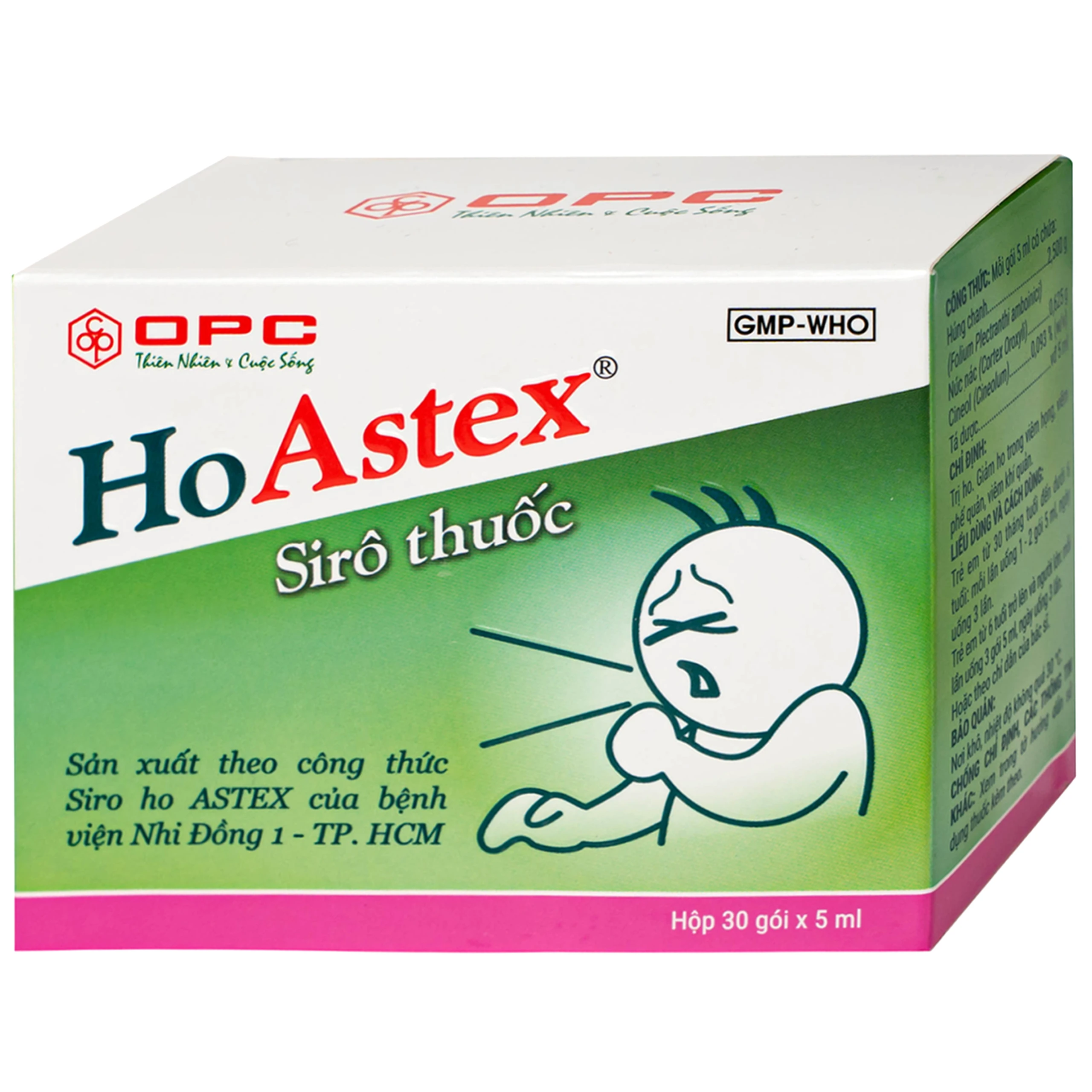 Siro HoAstex OPC điều trị ho, giảm ho trong viêm họng, viêm phế quản (30 gói x 5ml)