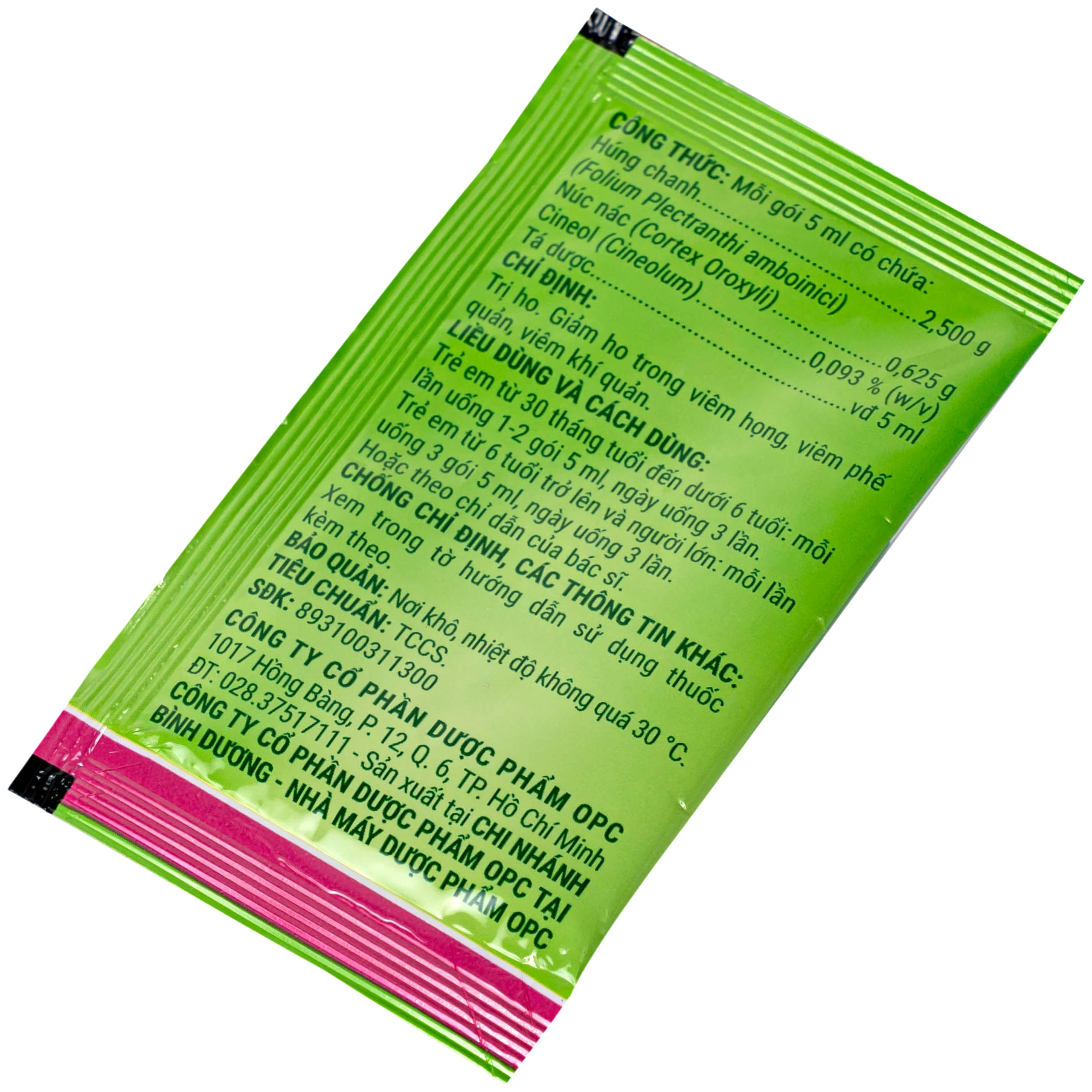 Siro HoAstex OPC điều trị ho, giảm ho trong viêm họng, viêm phế quản (30 gói x 5ml)