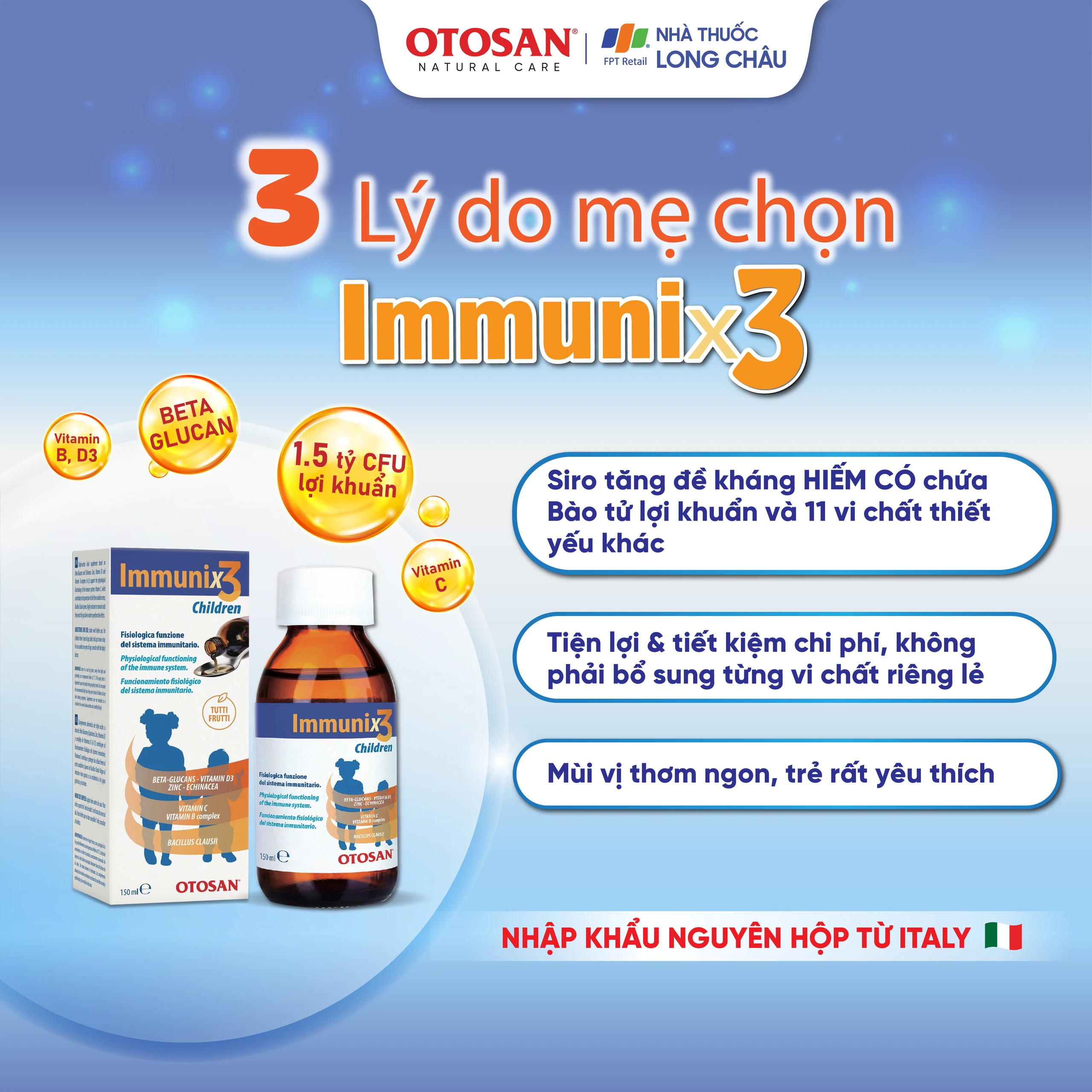 Siro hỗ trợ tăng cường sức đề kháng ở trẻ Immunix3 Otosan (150ml) 2