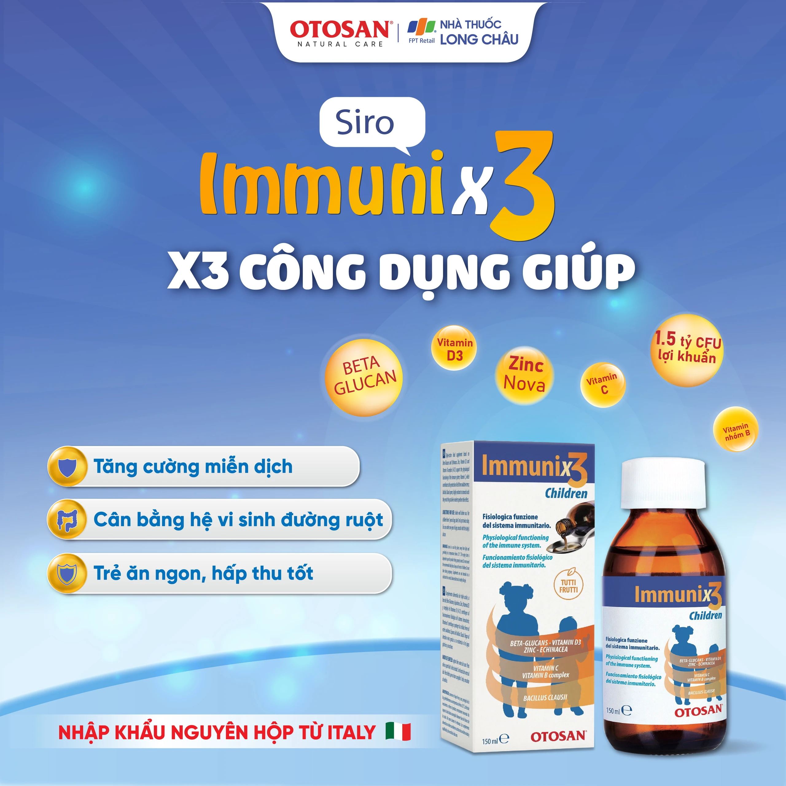 Siro hỗ trợ tăng cường sức đề kháng ở trẻ Immunix3 Otosan (150ml) 4