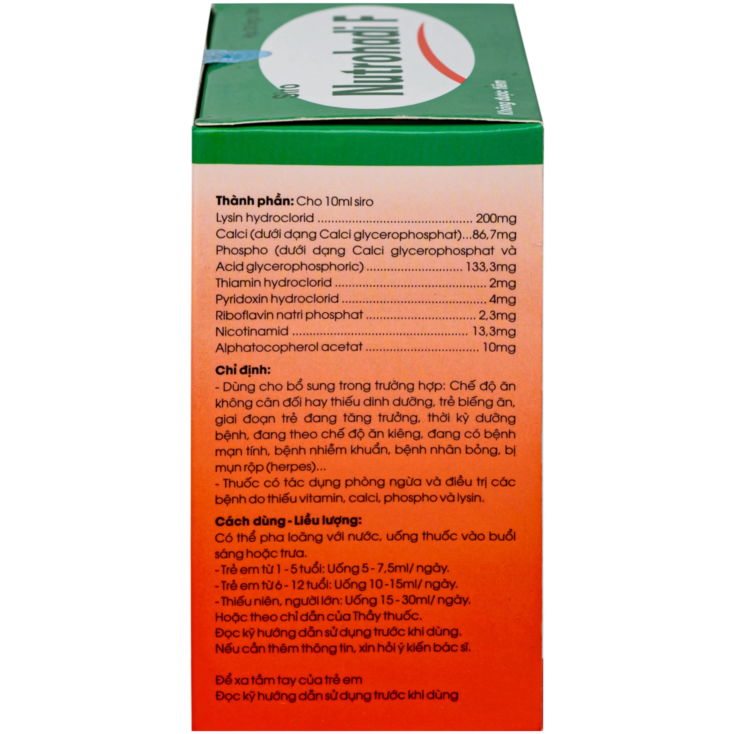 Siro Nutrohadi F bổ sung dinh dưỡng dùng cho trẻ biếng ăn, phòng ngừa thiếu vitamin (20 ống x 10ml) 4