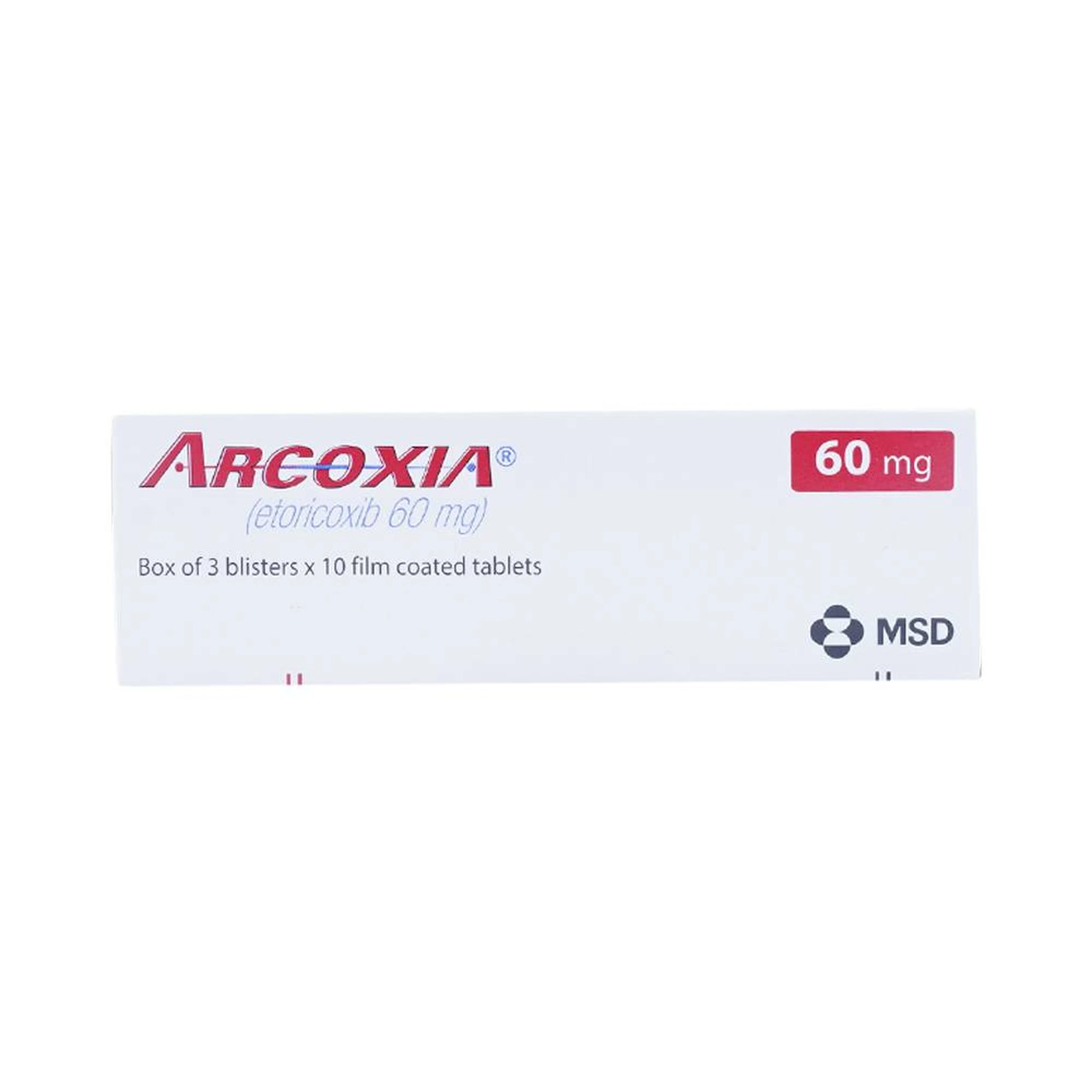 Thuốc Arcoxia 60mg MSD điều trị thoái hoá khớp, viêm khớp dạng thấp (3 vỉ x 10 viên)