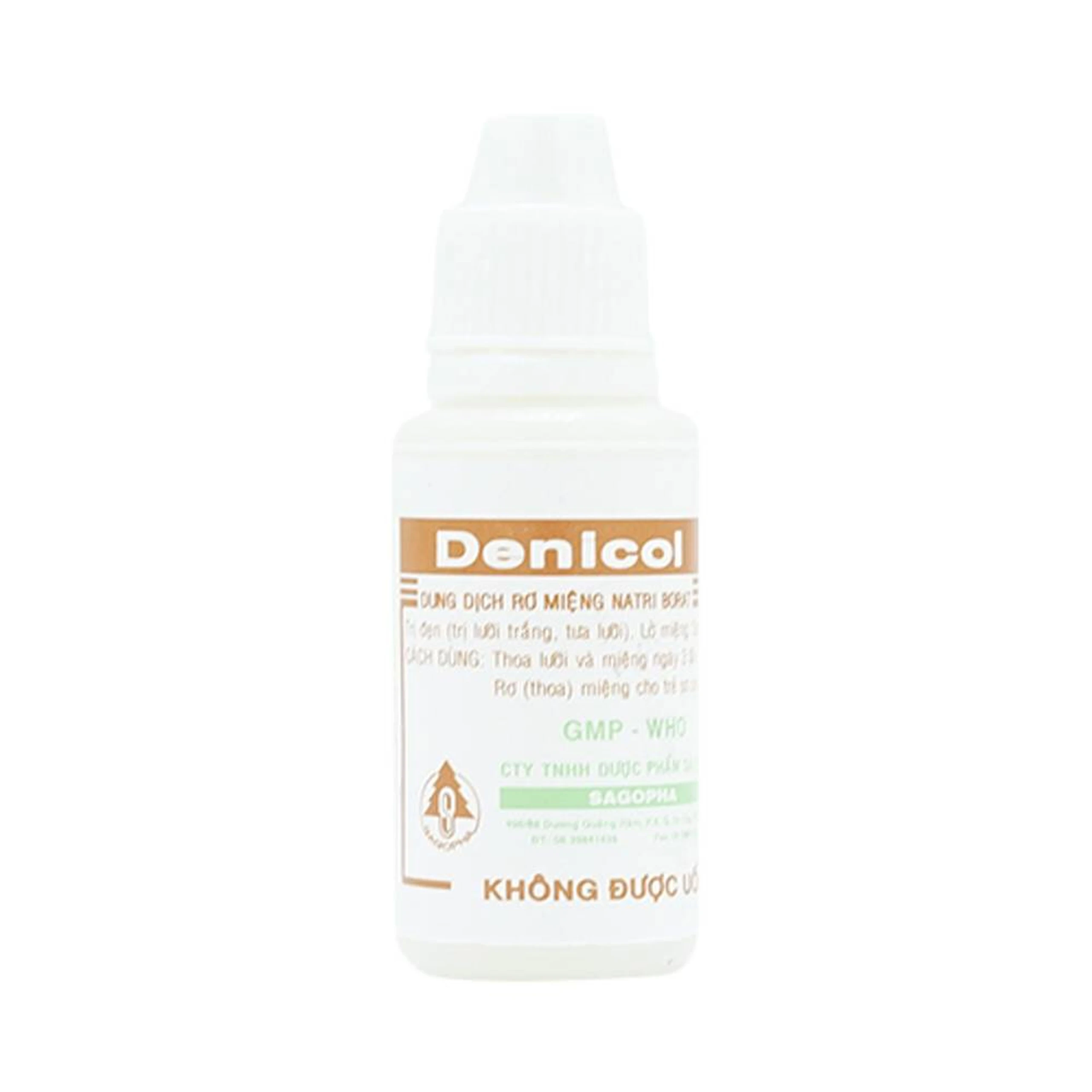 Dung dịch rơ miệng Denicol 20% Sagopha điều trị tưa lưỡi, lở miệng, sưng lợi (15ml)