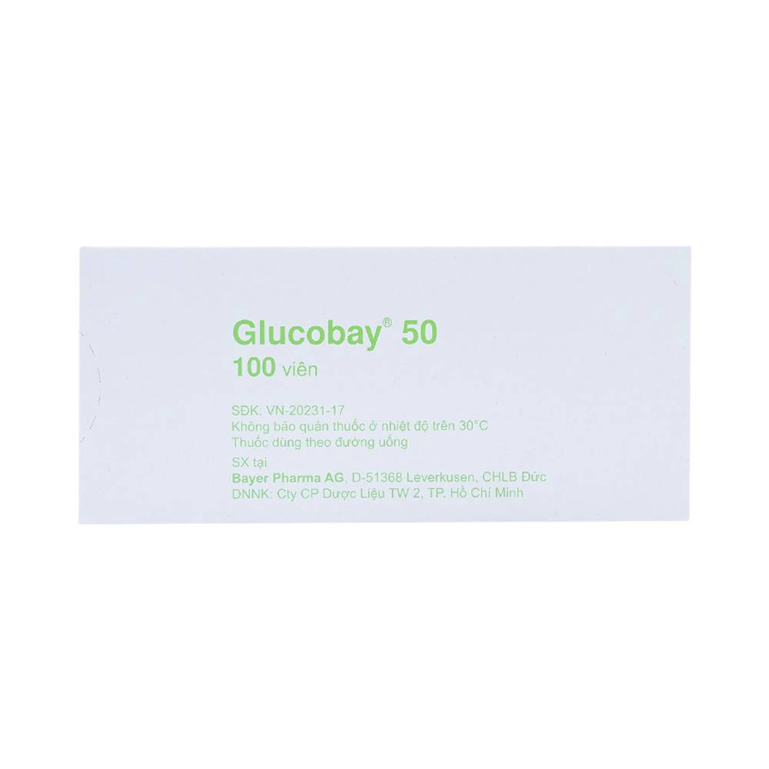 Thuốc Glucobay 50 điều trị kết hợp chế độ ăn kiêng cho bệnh nhân đái tháo đường (10 vỉ x 10 viên)