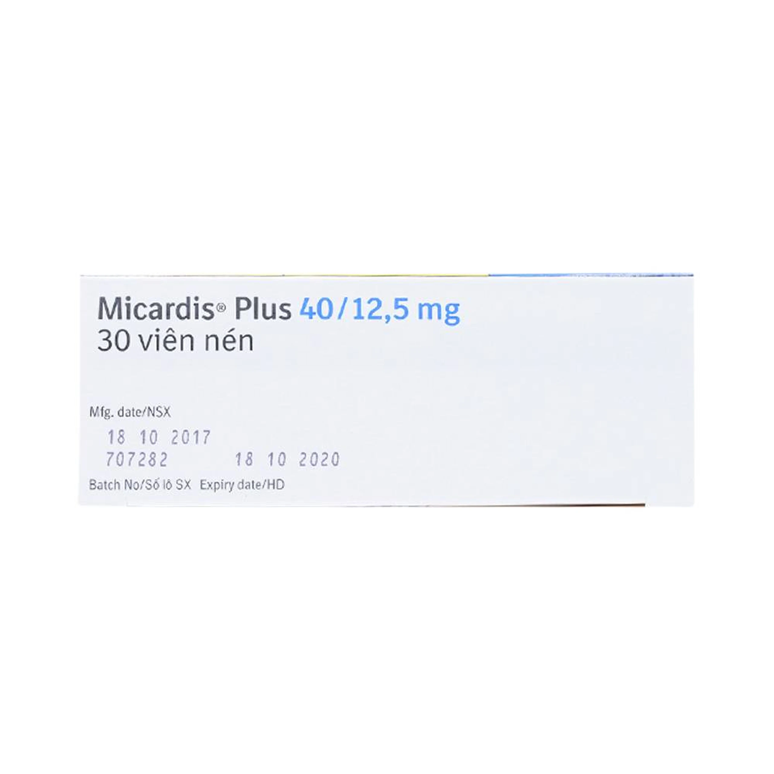 Viên nén Micardis Plus 40/12,5mg Boehringer điều trị tăng huyết áp vô căn (3 vỉ x 10 viên)
