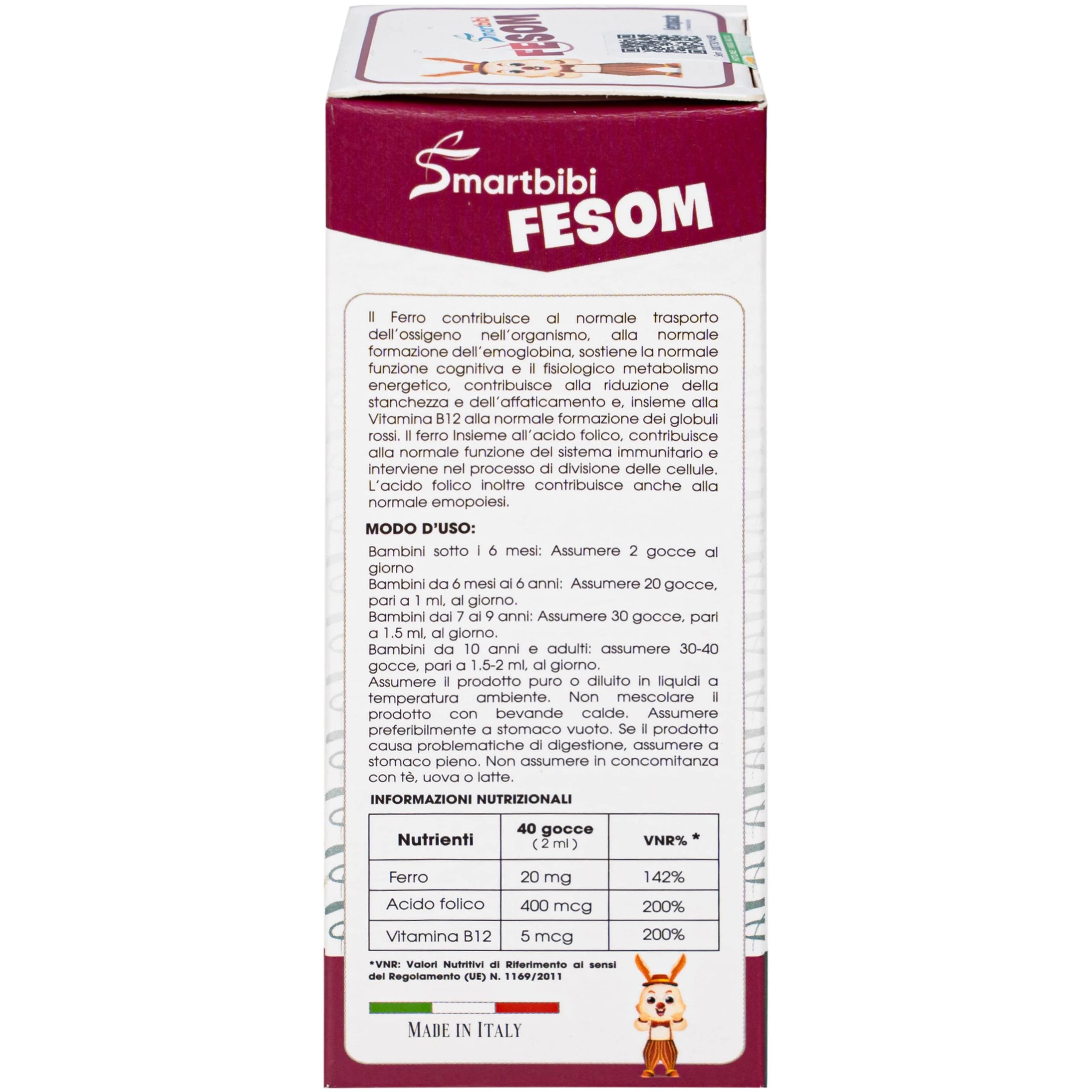 Siro hỗ trợ tạo máu Smartbibi Fesom (30ml)
