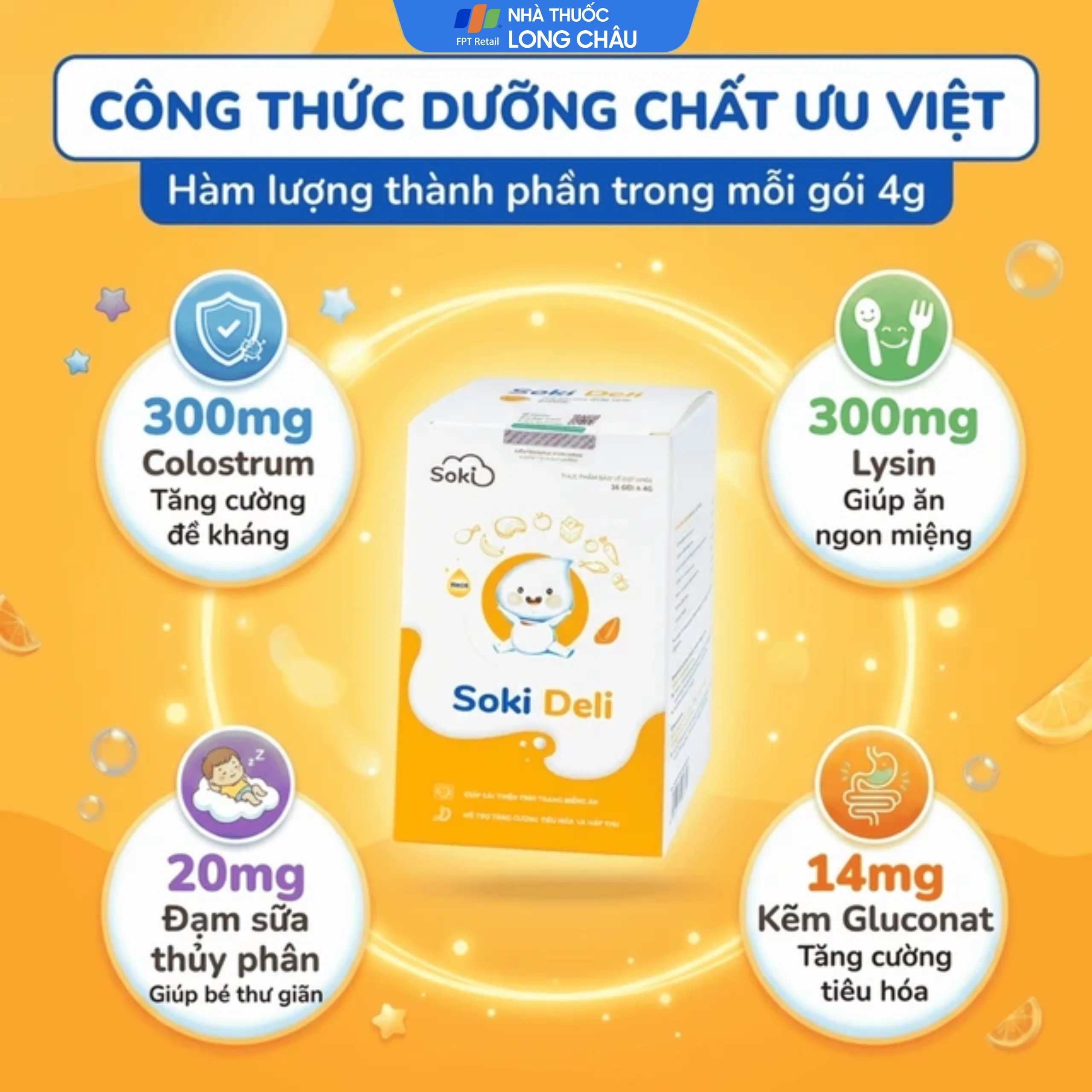 Bột hòa tan giúp ăn ngon miệng, tăng cường tiêu hóa, cải thiện tình trạng biếng ăn Soki Deli (18 gói x 4g) 3