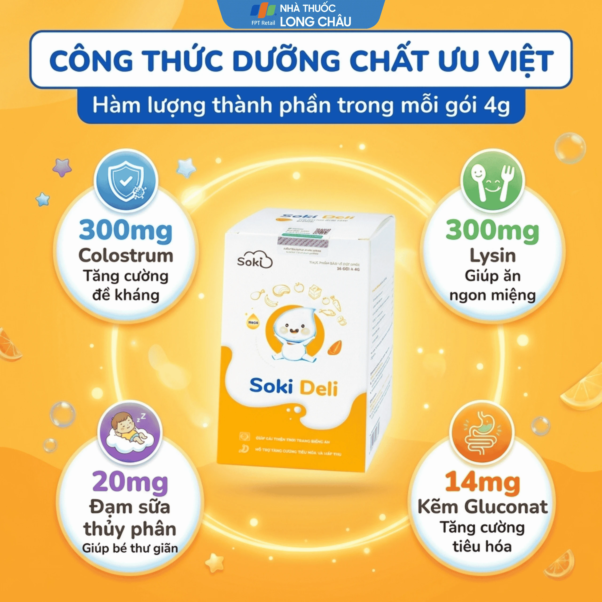 Bột hòa tan giúp ăn ngon miệng, tăng cường tiêu hóa, cải thiện tình trạng biếng ăn Soki Deli (18 gói x 4g) 3