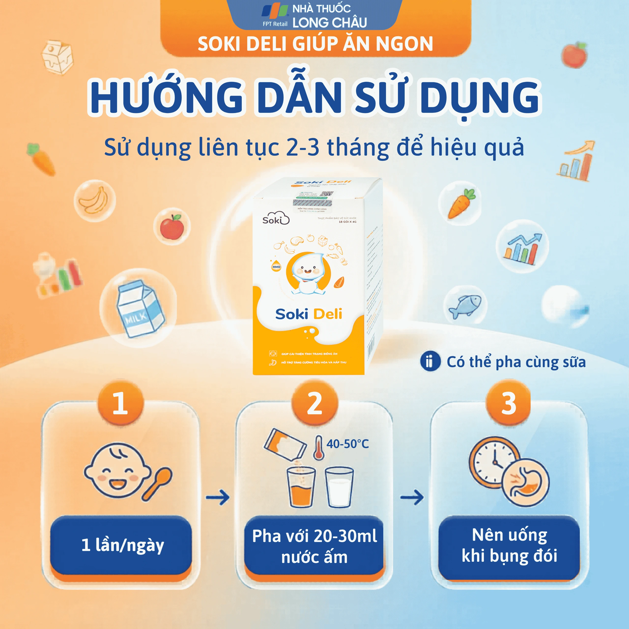 Bột hòa tan giúp ăn ngon miệng, tăng cường tiêu hóa, cải thiện tình trạng biếng ăn Soki Deli (18 gói x 4g) 6