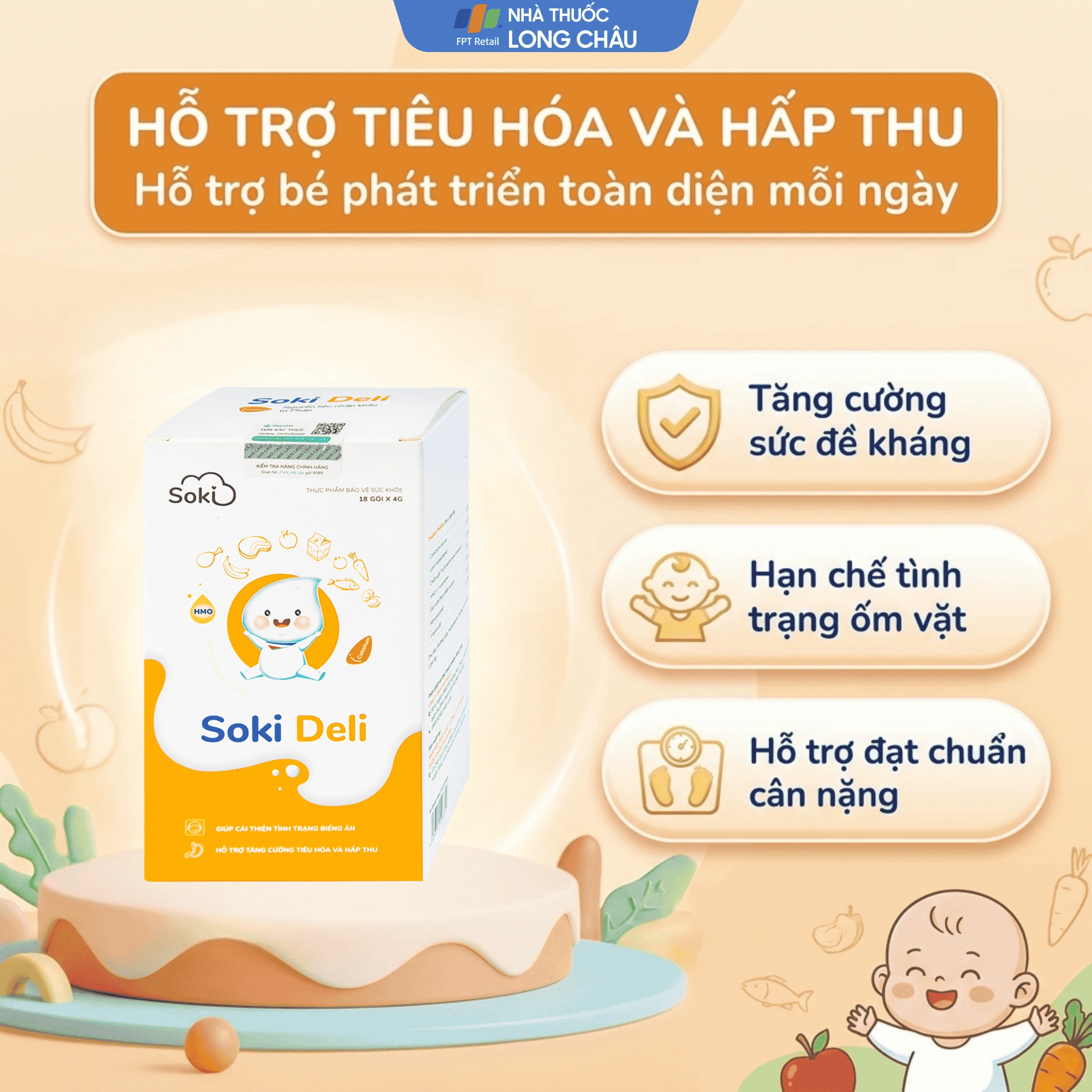 Bột hòa tan giúp ăn ngon miệng, tăng cường tiêu hóa, cải thiện tình trạng biếng ăn Soki Deli (18 gói x 4g) 4